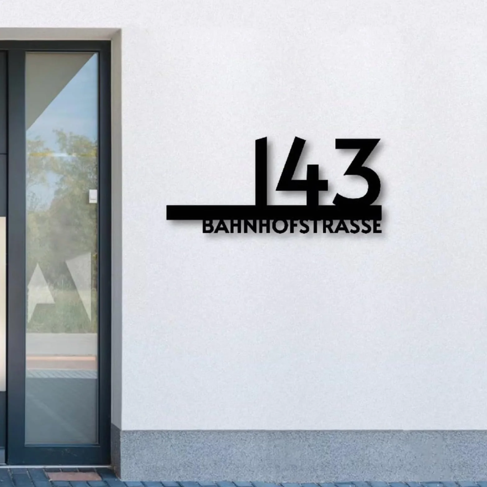 Letrero de metal moderno con el número de la casa, letrero de dirección de casa personalizado con nombre de calle (1)