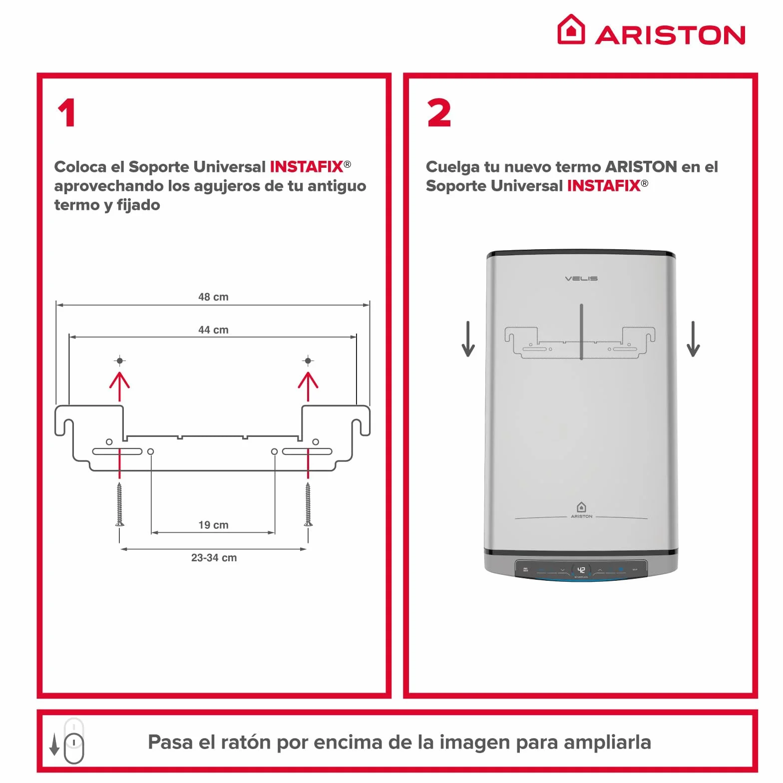 Ariston Soporte Universal Termo Electrico Instafix Accesorio Montaje Calentador Agua Electrico 48x0.3x7cm