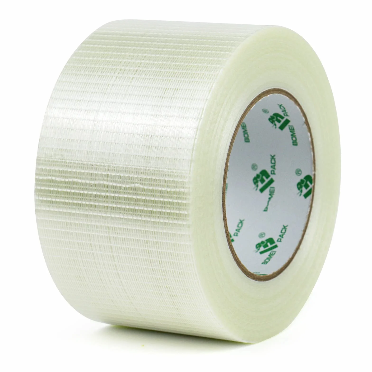 BOMEI PACK Cinta de flejado de filamento, 1 unidad, 75 mm x 50 m, transparente, reforzada, cinta de fibra de vidrio, cinta de embalaje, cinta de filamentos reforzada