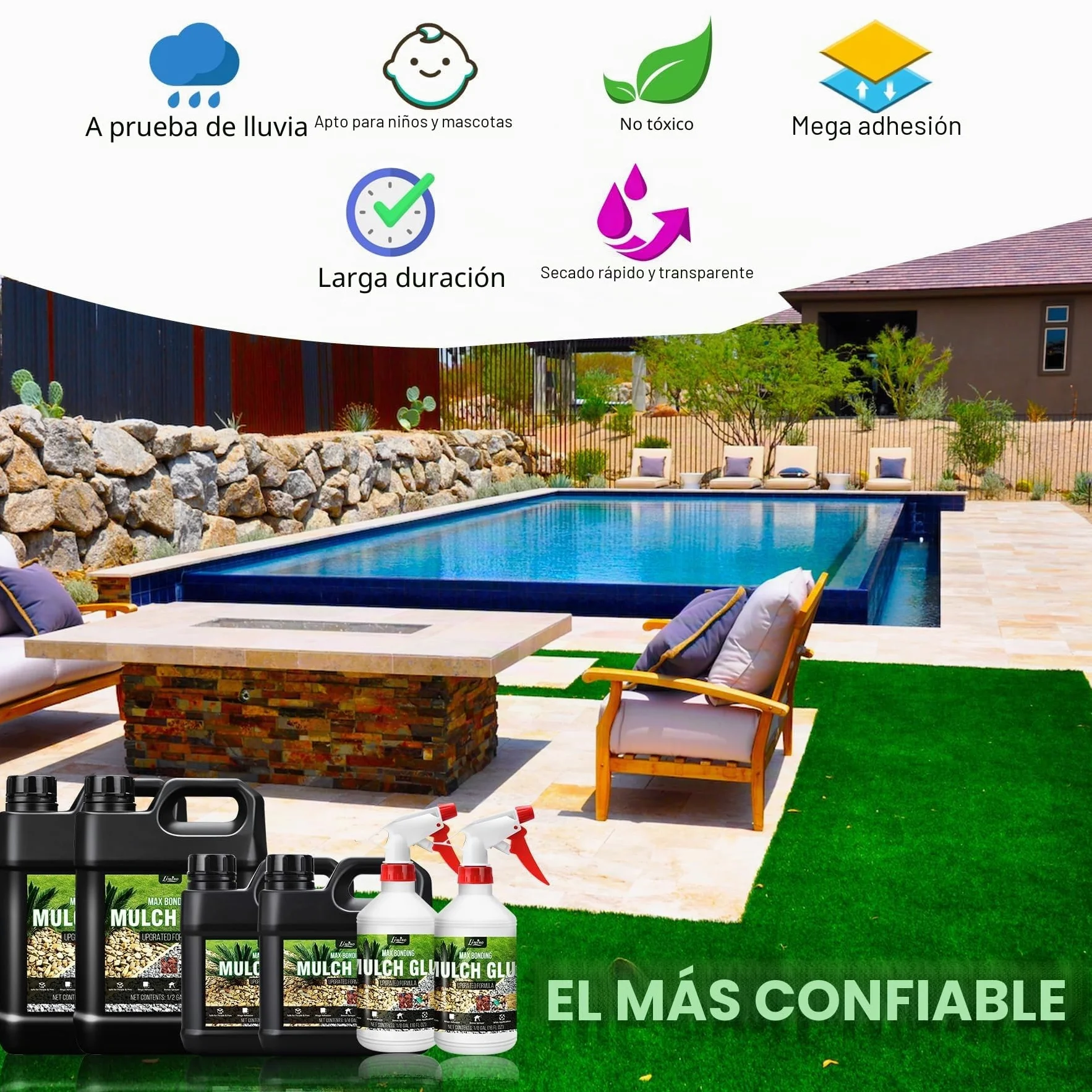 Kiesbinder -32oz Pegamento de grava de resina, con aplicador para pegar piedras, grava, corteza, no tóxico, listo para usar, adhesivo para mantillo para hojas, paisajismo, caminos de jardín