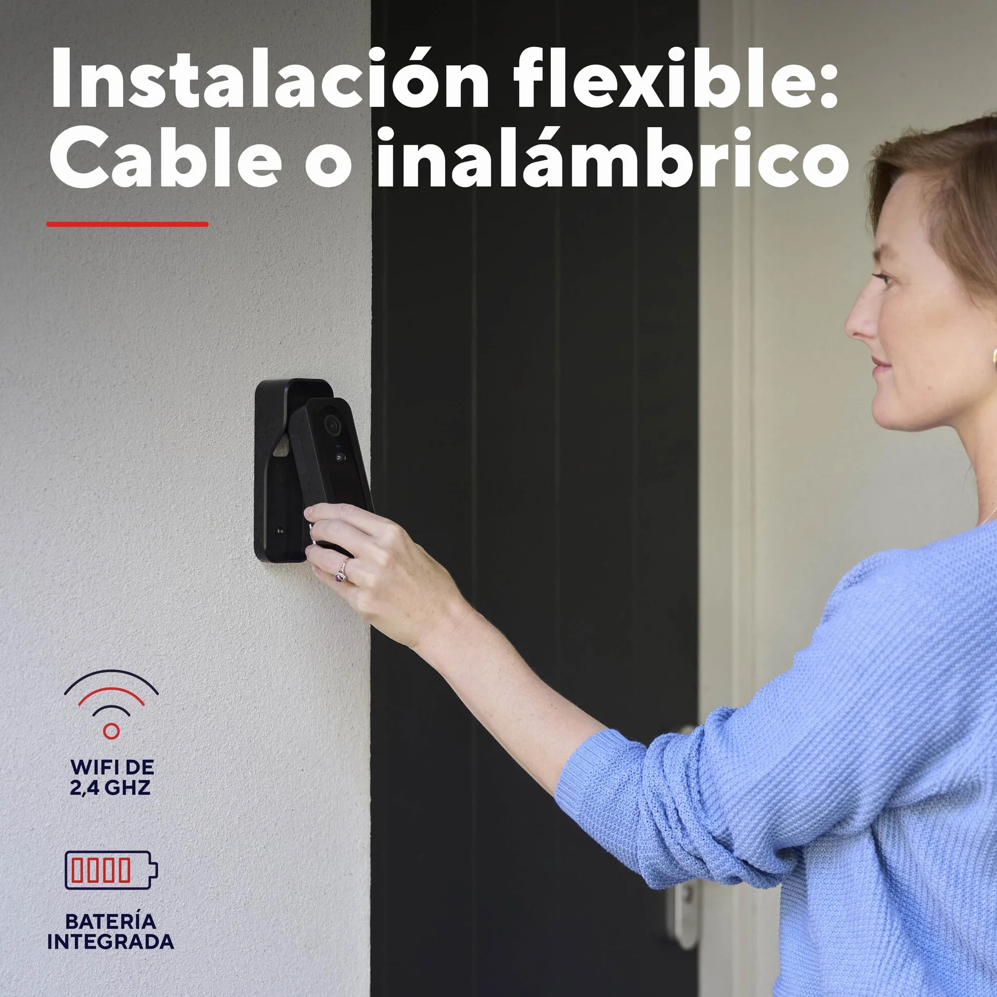 Trust Timbre Exterior Inalámbrico con Cámara 2K HD 3MP y Chime, 2.4GHz WiFi, Audio Bidireccional, Detección de Personas, Impermeable, Visión Nocturna, Control vía App, con Timbre Inalámbrico, Negro