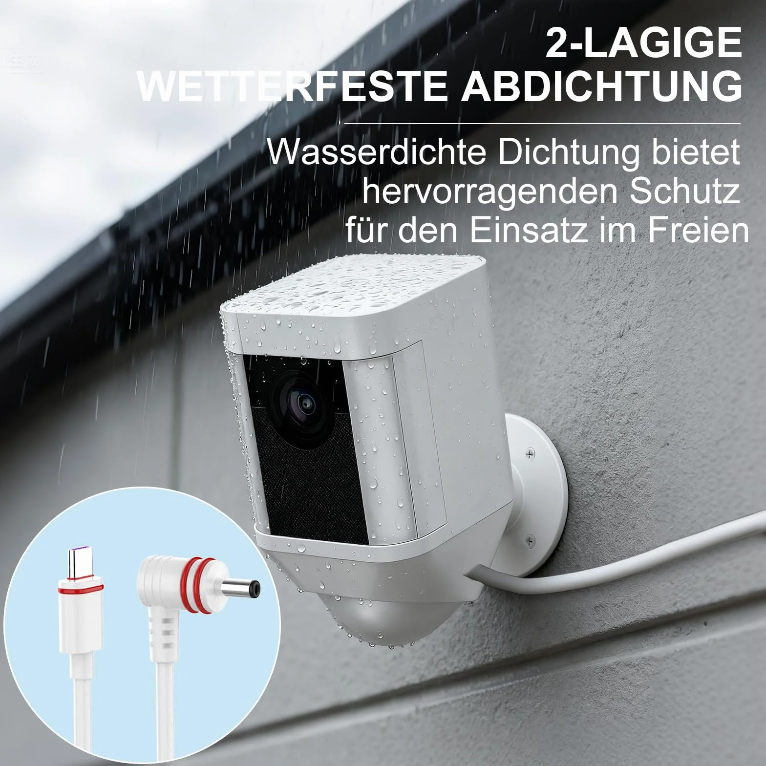 Paquete de 2 cables de alimentación y adaptadores de 7 m compatibles con Ring Spotlight Cam Plus/Pro y Stick Up Cam. Batería, cable de carga para anillo, enchufe resistente a la intemperie y cable de