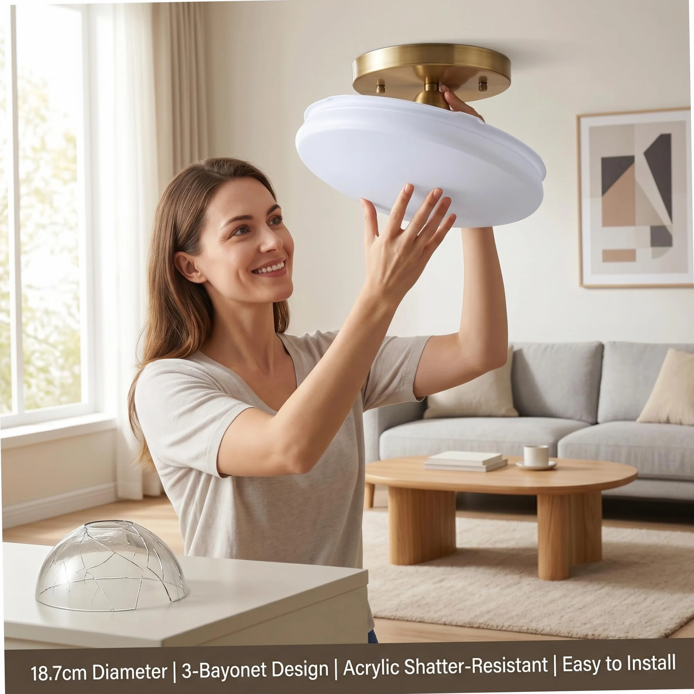 Reemplazo de globo para ventilador de techo cubierta de luz para ventilador de techo resistente a roturas globo acrílico de repuesto bloqueo de 3 giros se adapta a 7 36 pulgadas