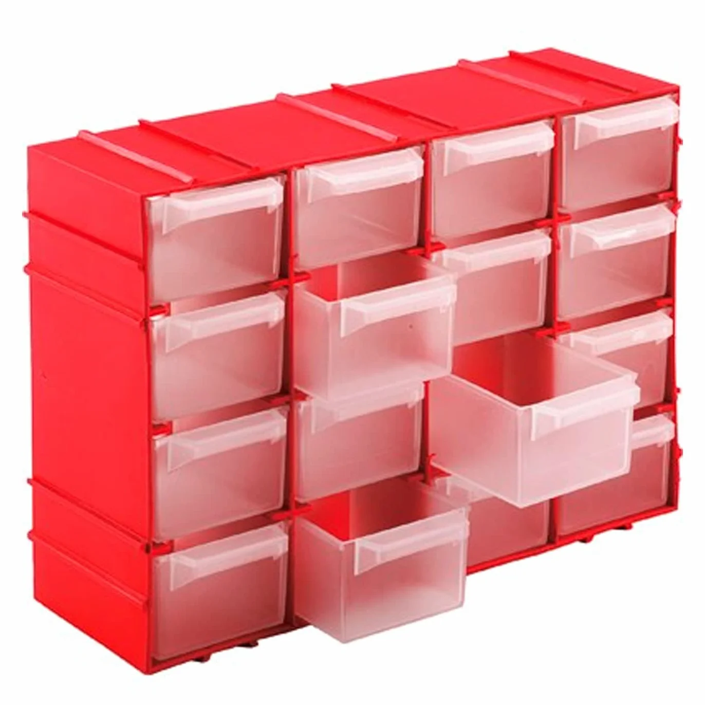 Tradineur Clasificador apilable de plástico 16 cajones 15 x 21,5 x 7,8 cm