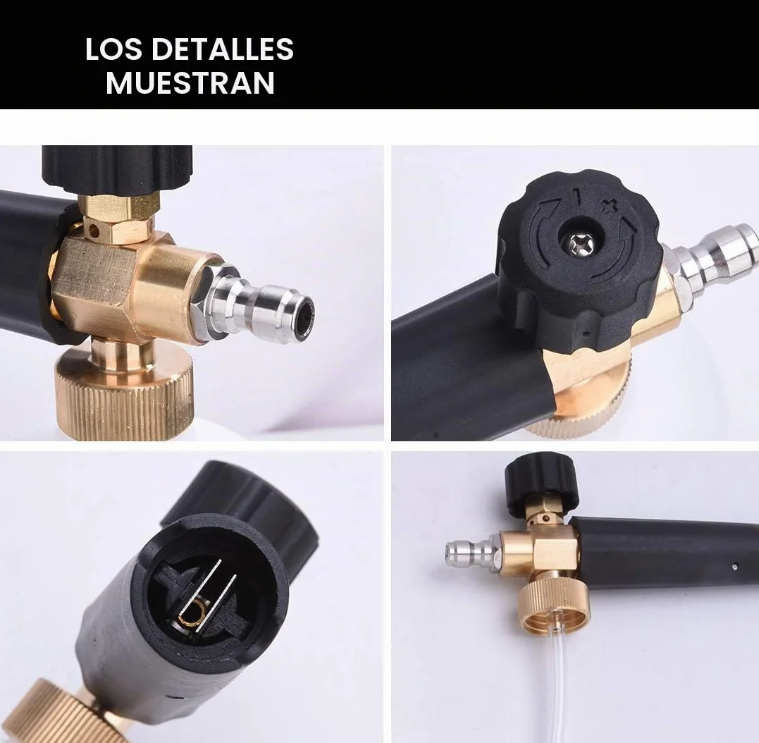 Stone Banks Arandela de Alta Presión Pistola de Espuma de Nieve con M22 Conector de Rosca Entrada y 1L Dispensador Ajustable Boquilla Botella de Lanza de Espuma