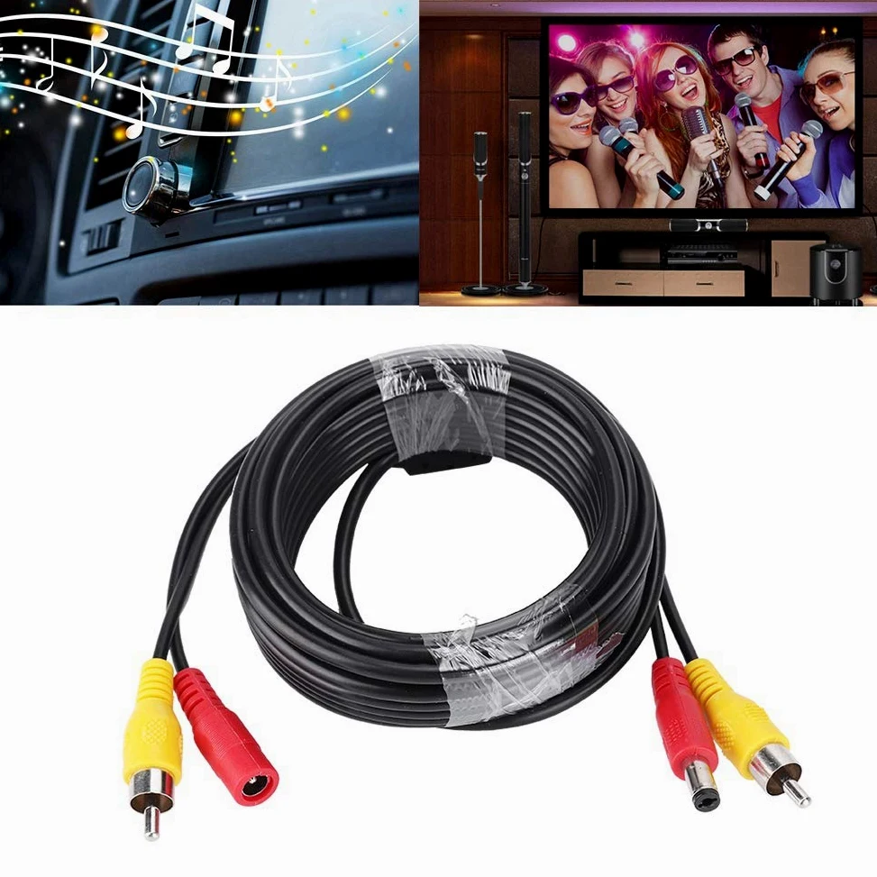Cable De Video 5m / 10m / 15m / 20m RCA + DC Monitoreo Cámara Analógica Audio Video Cable De Alimentación Cable De Extensión De Cámara De Vigilancia(5M)