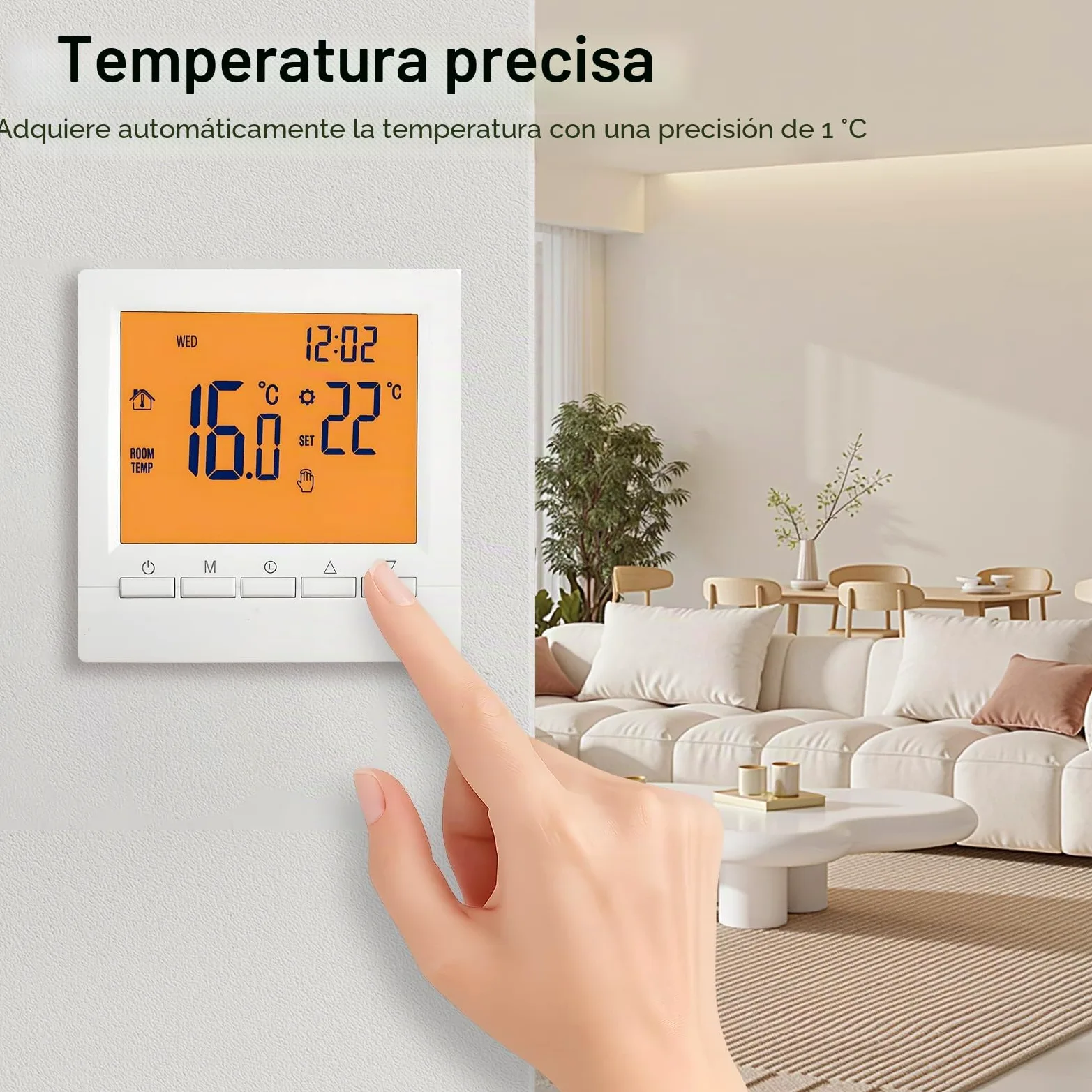 Termostato inteligente programable, termostato montado en la pared, calderas de gas, controlador de temperatura de calefacción con pantalla LCD grande, sin WiFi