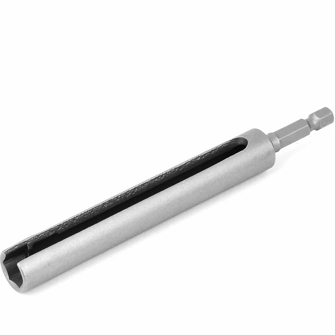 sourcing map – a16011600ux0940 135 mm de largo 10 mm hexagonal tuerca socket ranurado Extensión Conductor Bit Adaptador – Plata gris