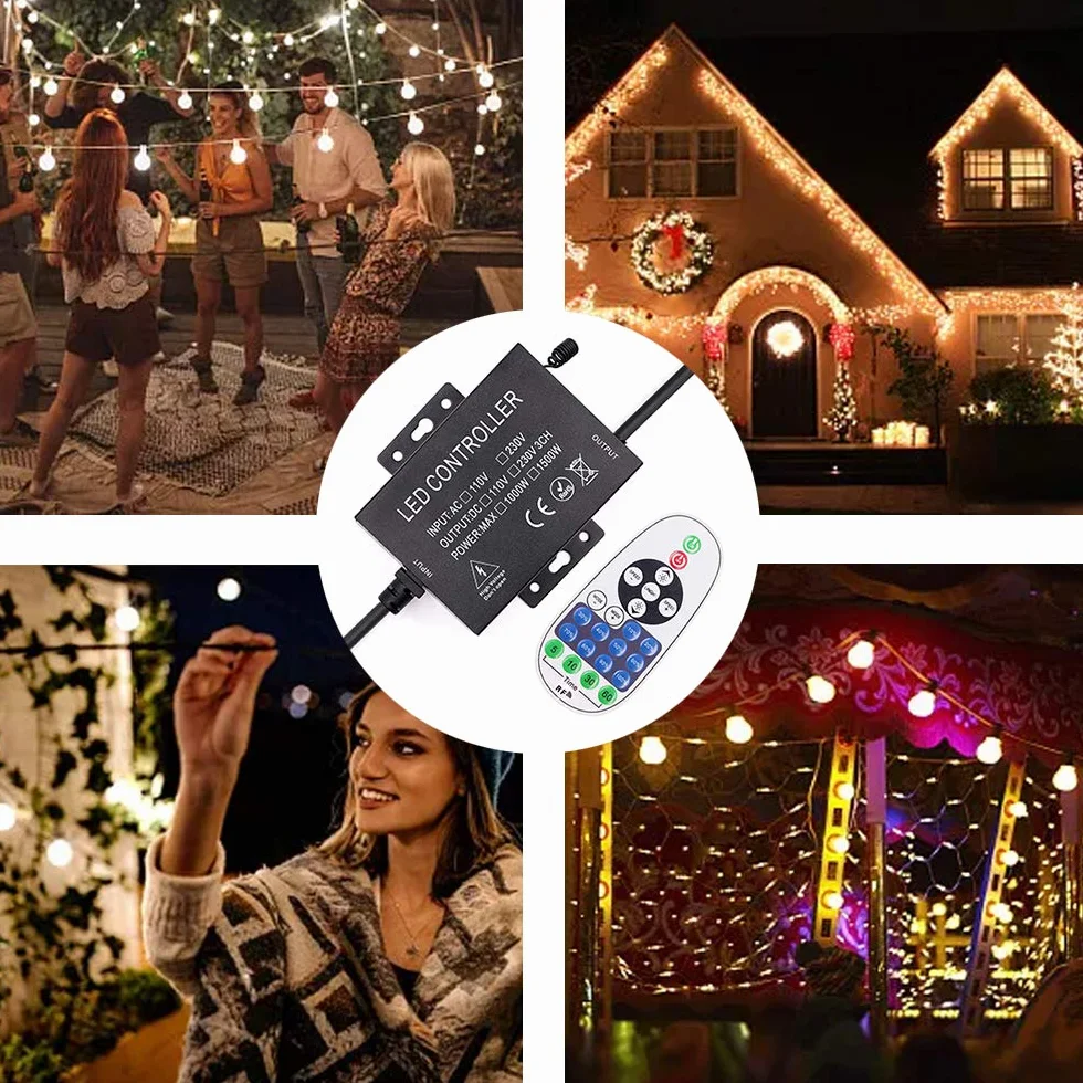 XUNATA - Mando a distancia regulable y receptor para tira luminosa de LED 220 V/cuerda/hada, transmisor controlador modelo general