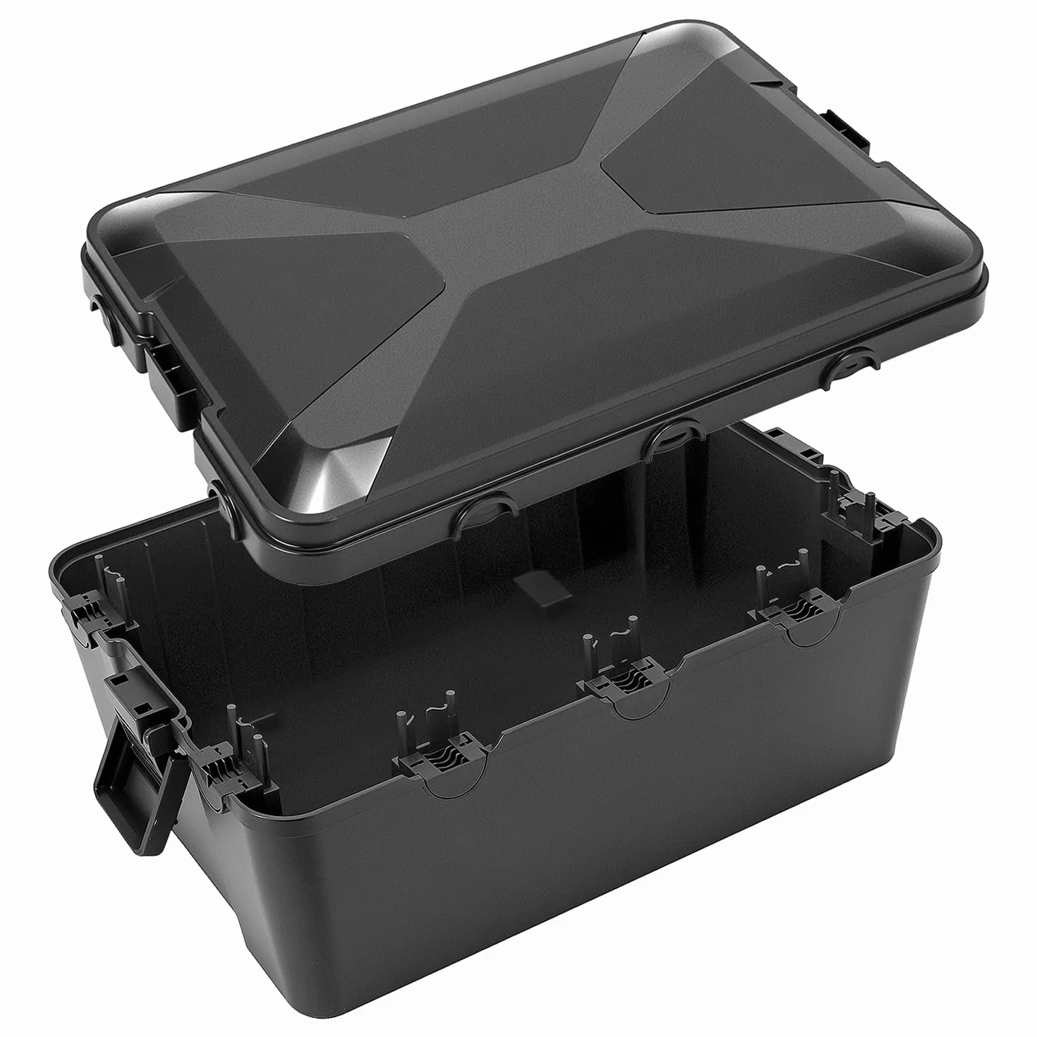 QWORK® Caja de cables grande para exteriores, impermeable IP54-32x21x13cm con 7 entradas/salidas de cables - Caja de seguridad resistente a la intemperie para protección de enchufes en exteriores.