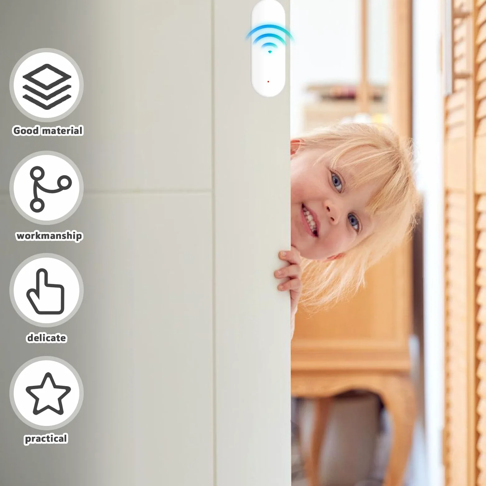 Sensor de Puerta WiFi, Juego de 2 Sensores de Ventana Inalámbricos, Alarma, Sensor de Puerta Smart Tuya