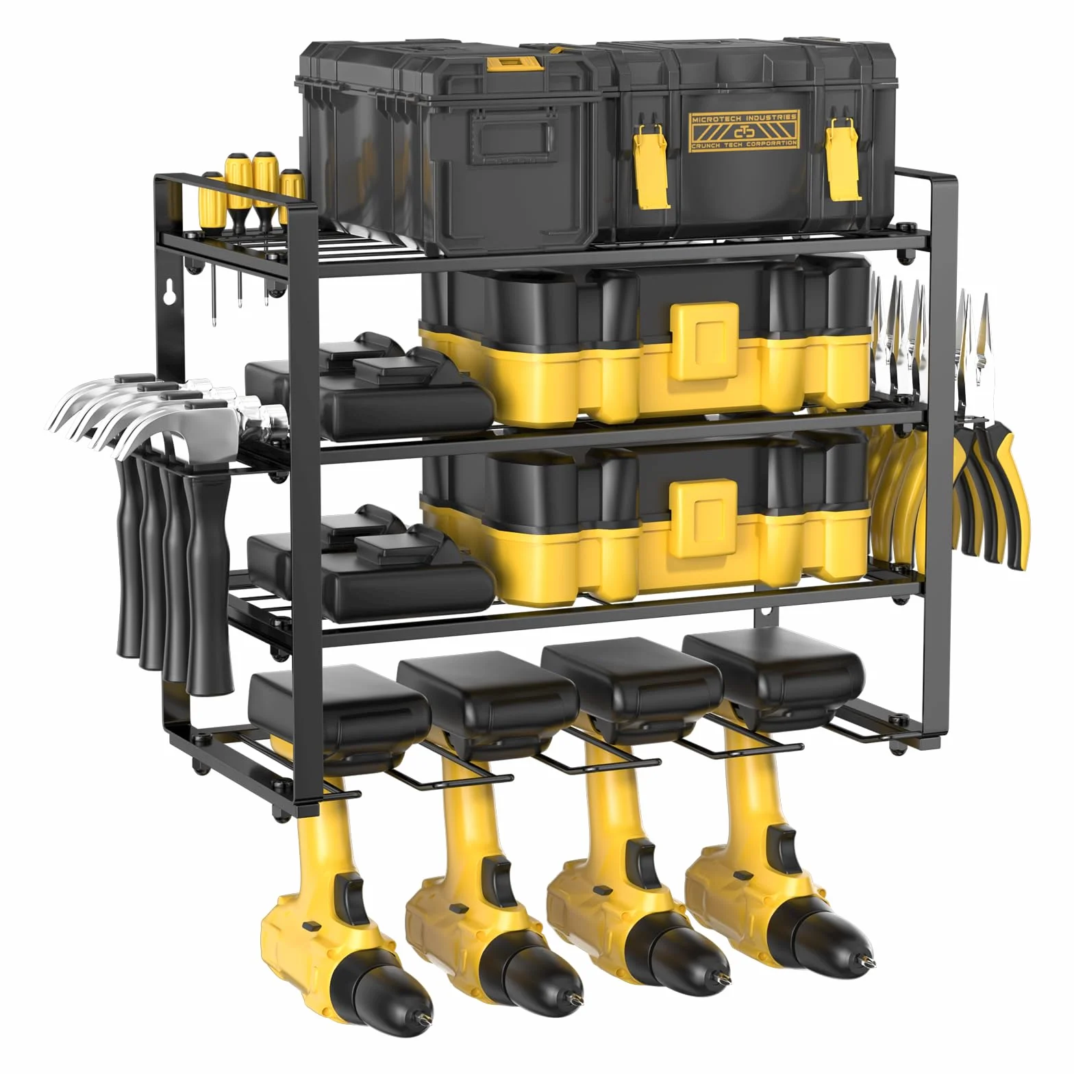 4 Capas Organizador de Herramientas Eléctricas, Soporte de Pared para Destornillador, Estante de Herramientas, Almacenamiento de Taladro Eléctrico, Soporte de Taladro para Pared