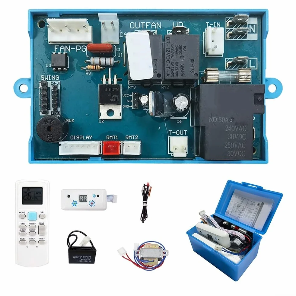 Conjunto de placa de sistema de panel de control de aire acondicionado con accesorios HVAC AC Unidad de control de temperatura piezas de repuesto