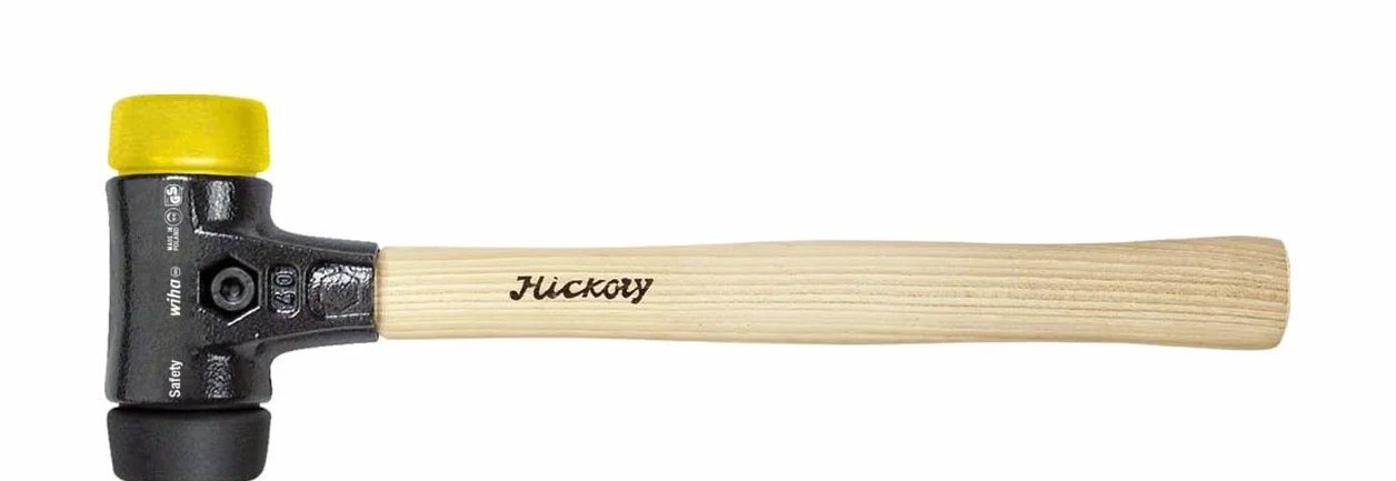 Wiha Martillo de cara blanda Safety de dureza media/semiduro con mango de madera Hickory, cabezal redondo 40, 325 mm (26435)