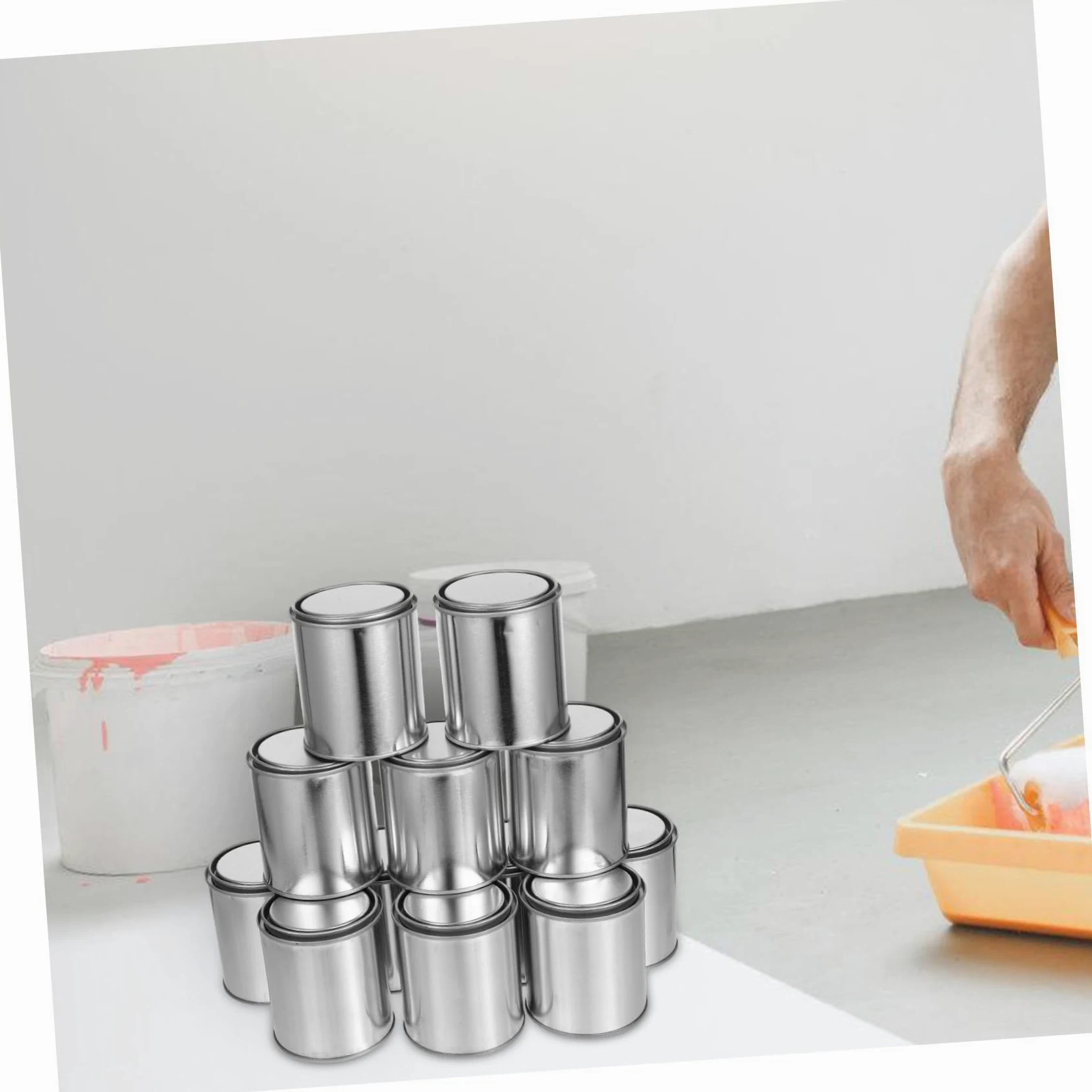 Mikikit Latas de Pintura sin Revestimiento con Tapas Cubos Metálicos Vacíos para Almacenamiento de Pintura Envases de Gran Capacidad para Proyectos DIY y Manualidades