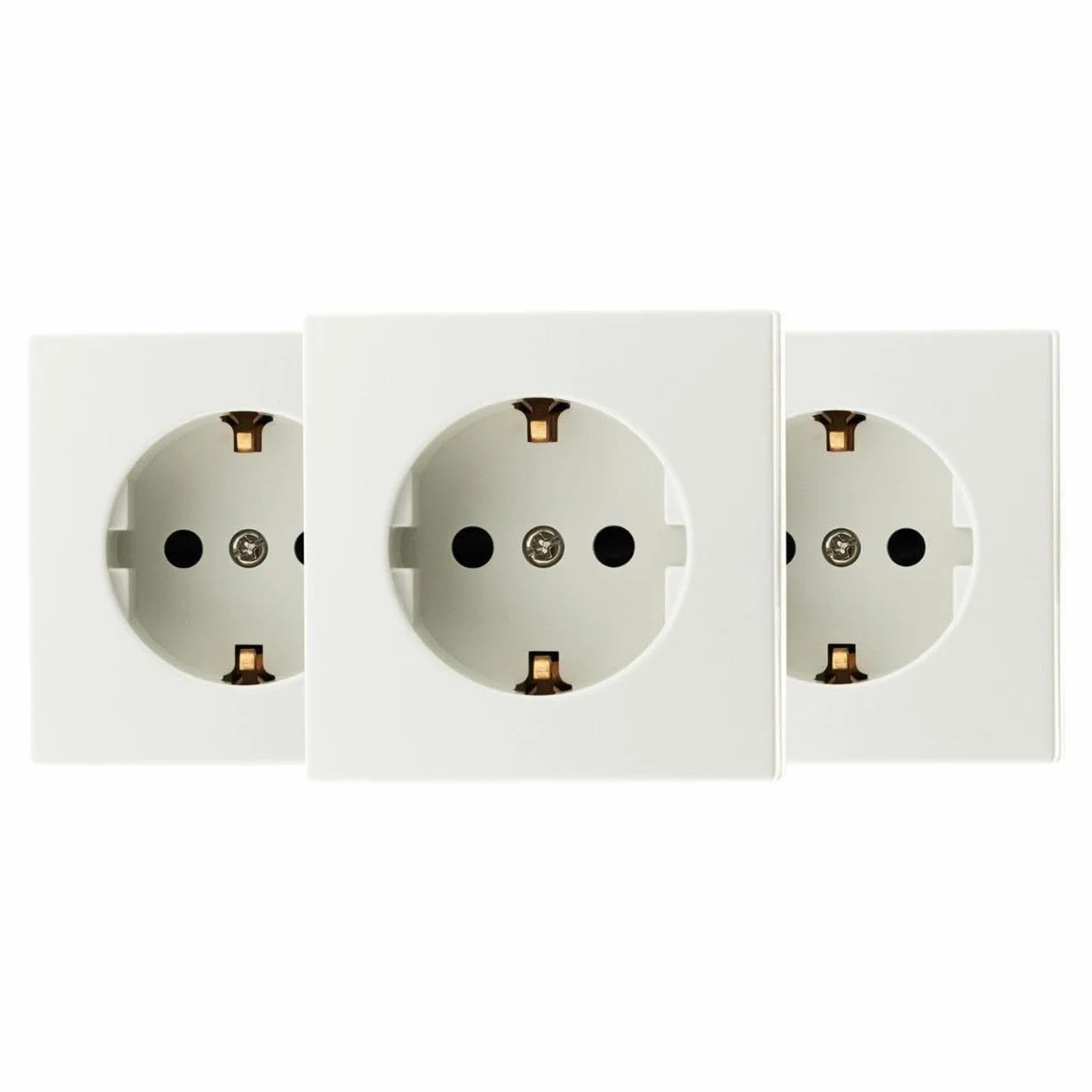 Base Schuko 16 A Blanca Pack 3 Compatible con Molduras Estándar Mecanismo Extraíble