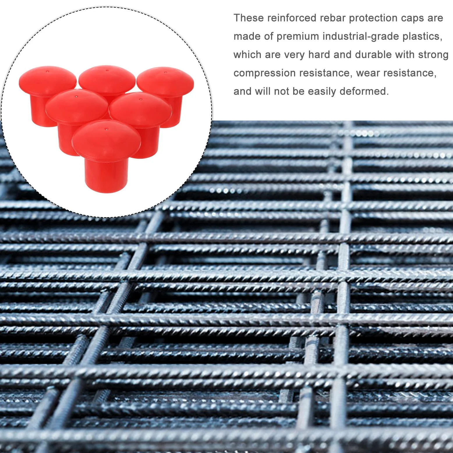 Hemobllo 30 Tapas Protectoras de Seguridad para Varillas de Refuerzo de Plástico Rojo, Resistentes al Desgaste y Compresión, Ideales para Construcción