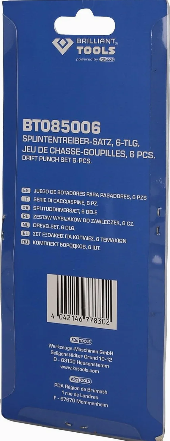 BRILLIANT TOOLS BT085006 Juego de botadores para pasadores, 6 pzs [Powered by KS TOOLS]