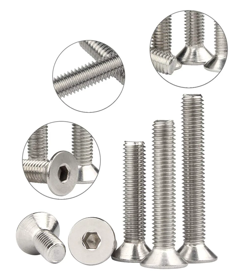 Juego de 220 tornillos de cabeza plana de acero inoxidable #6-32 UNC con cabeza plana avellanada hexagonal, tornillos surtidos, #6-32 x 3/16" 1/4" 5/16" 3/8" 1/2" 5/8" 3/4" 7/8" cm 2,5 cm cm