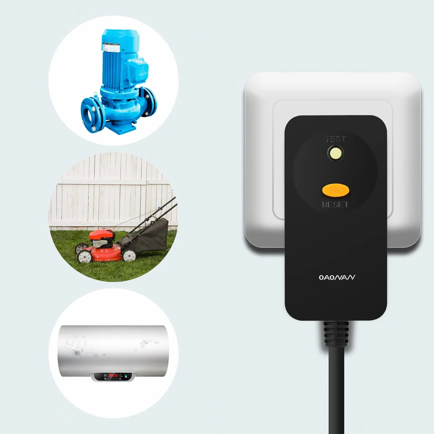 Disyuntor FI (corriente residual) de Oaonan, enchufe de seguridad personal
