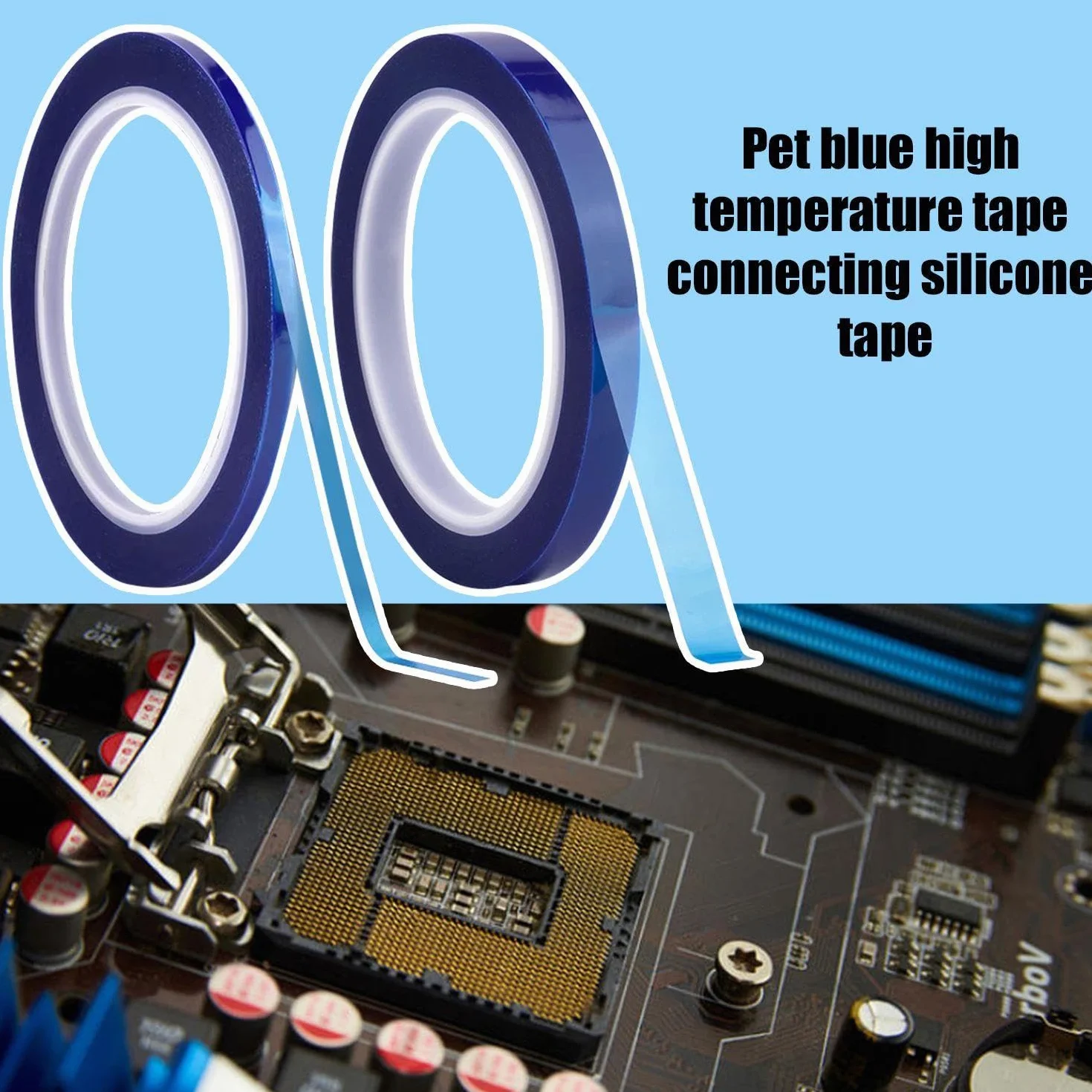 7 Rollos De Cinta Azul, Silicona Resistente A Altas Temperaturas, Cinta Térmica De Impresión 3D, Procesamiento Electrónico De Productos, Adecuada Para Ciencia Industrial Y Empaque De Productos.