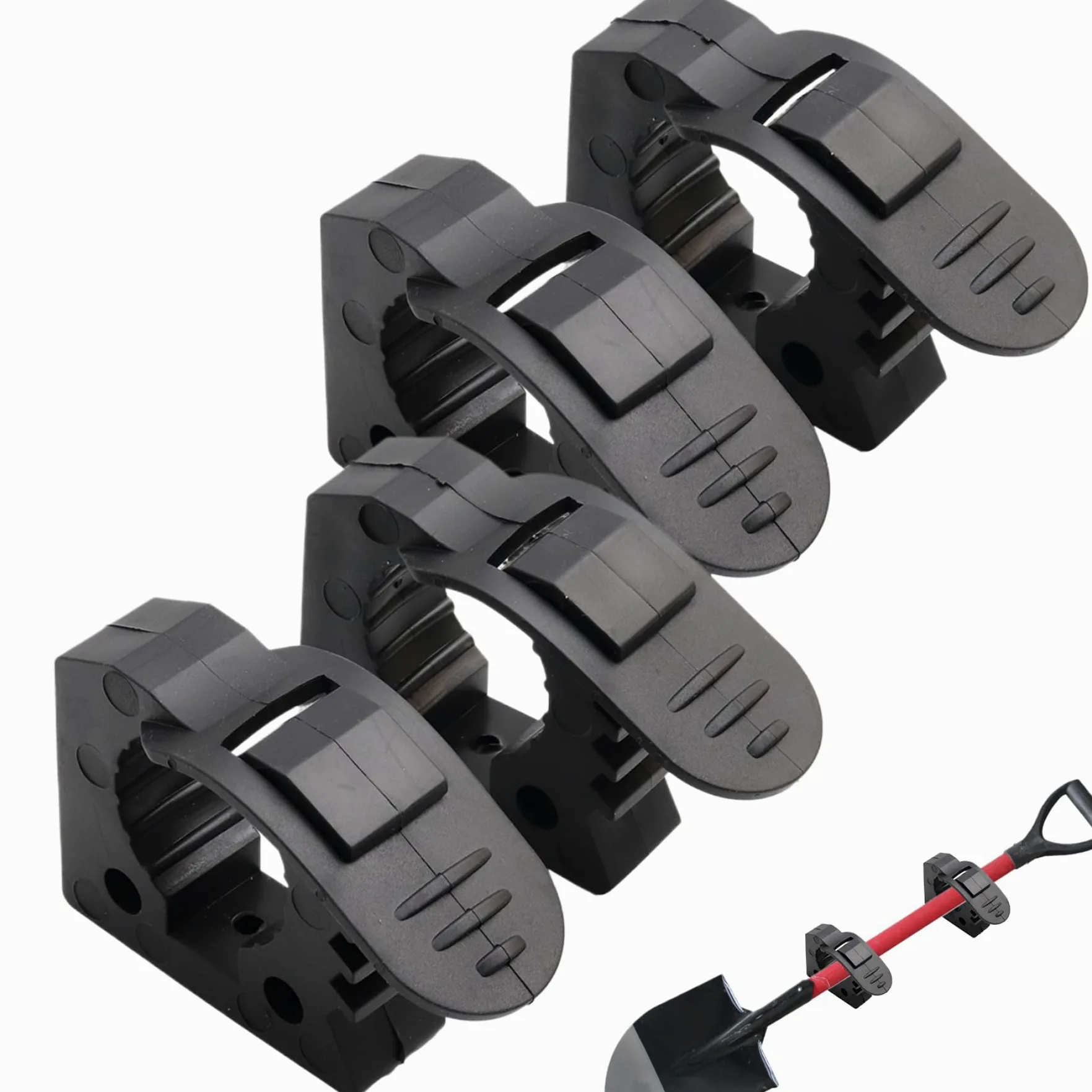 Montaje de abrazadera de liberación rápida, agarre de abrazadera de goma, 4 piezas sin deslizamiento universal Strong Load TUV ATV Van Camiones de agarre de agarre para el hacha de pala-1.18-1.57 pul