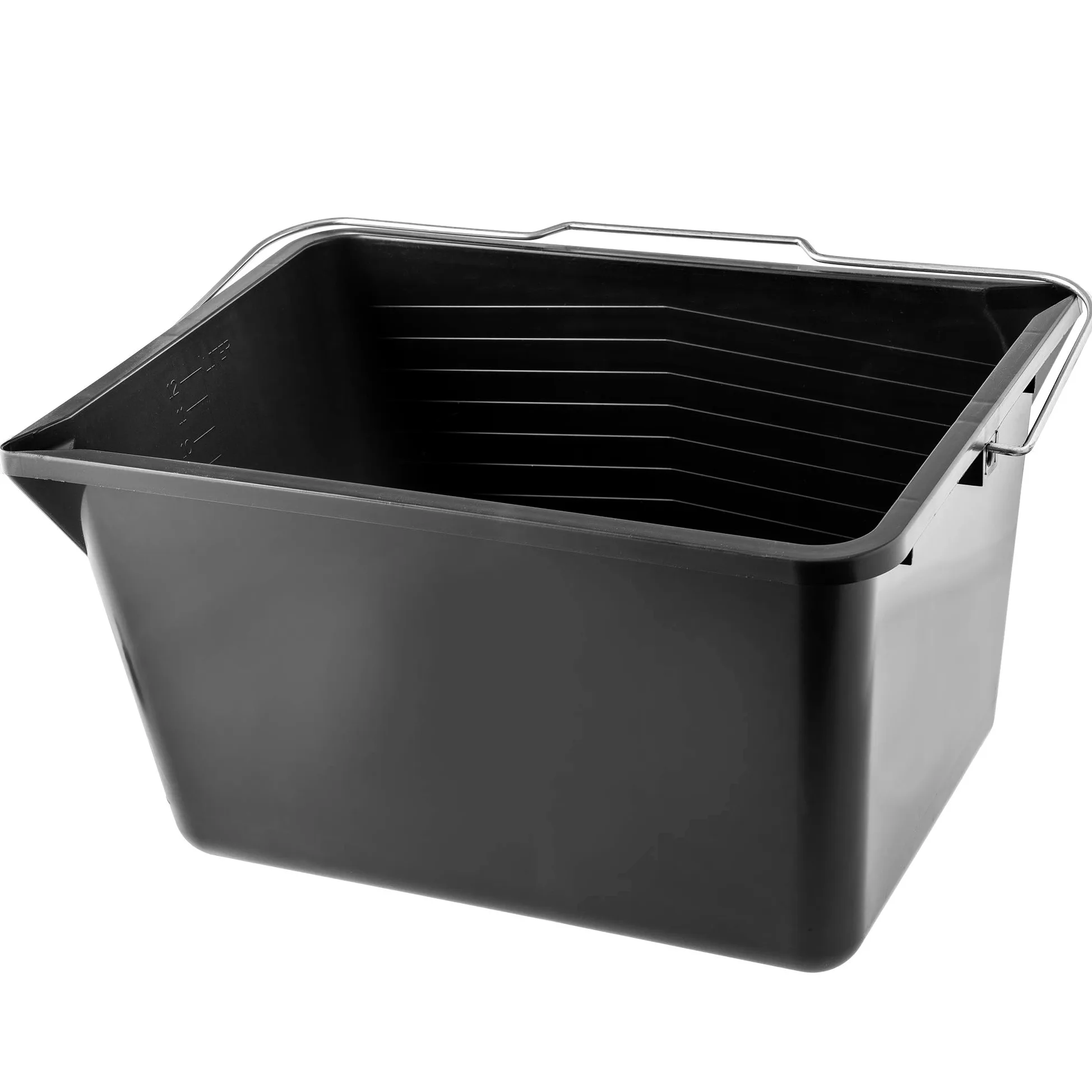KADAX Cubo de pintura cuadrado de plástico, cubo con asa de metal, cubo de agua resistente con borde de vertido, para renovación, jardín, cubo de limpieza, rectangular, 1 unidad), color negro