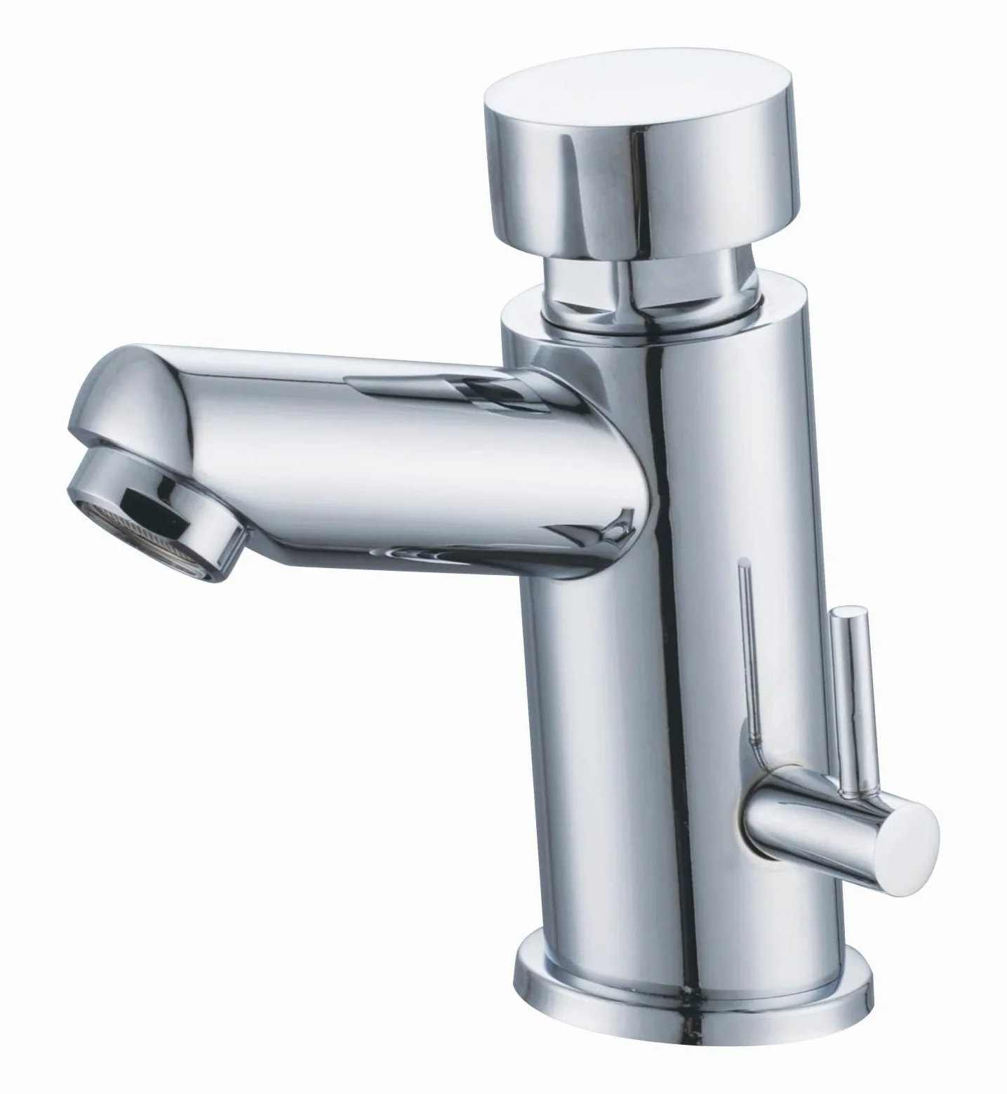 Grifo Temporizado (6 a 8 segundos) para Lavabo con Agua Caliente y Fría Diseño Cromado Moderno - (225)