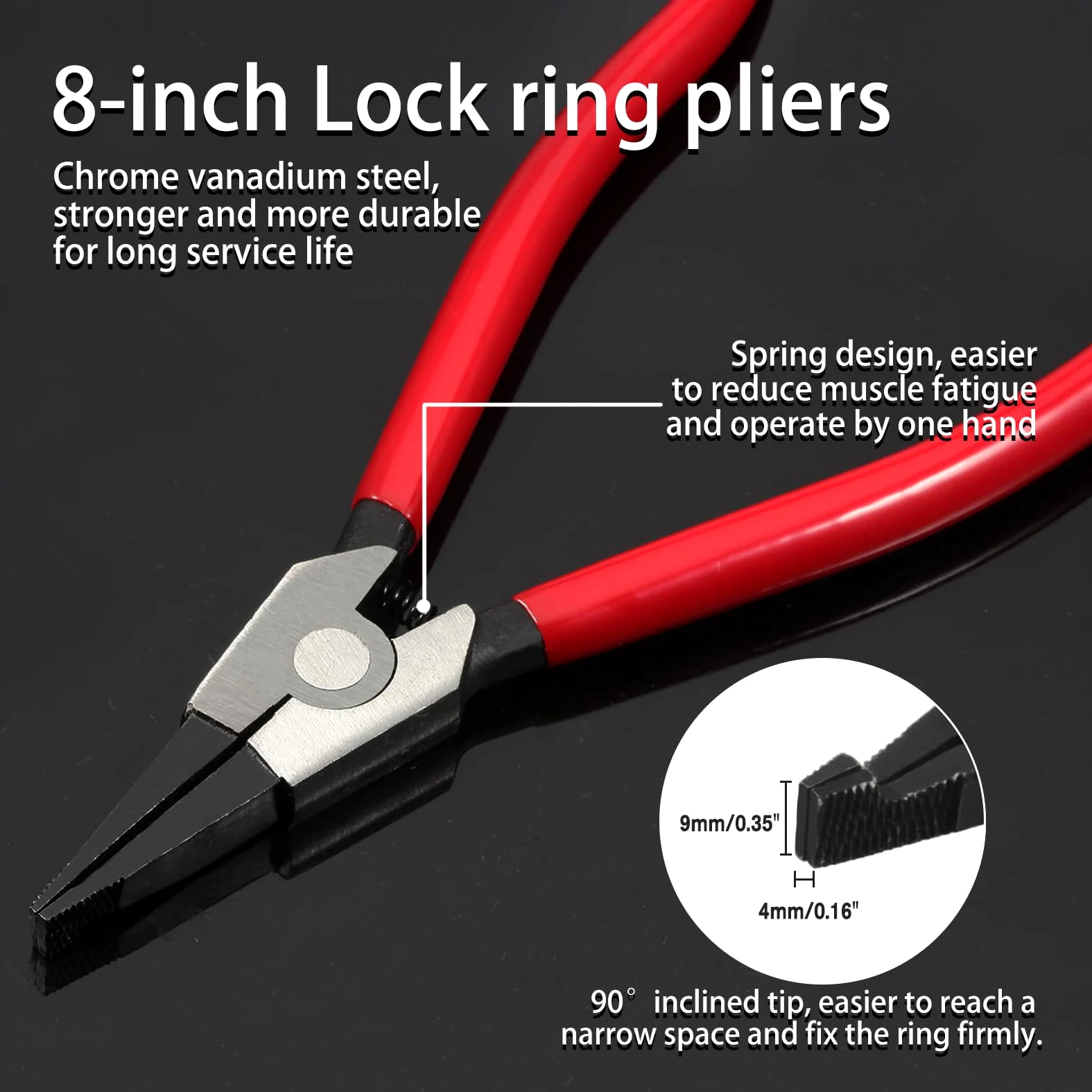LEONTOOL, Alicates especiales de clip circular de 20 cm, de apertura de arandela de punta de ángulo inverso para cajas de transferencia y transmisión