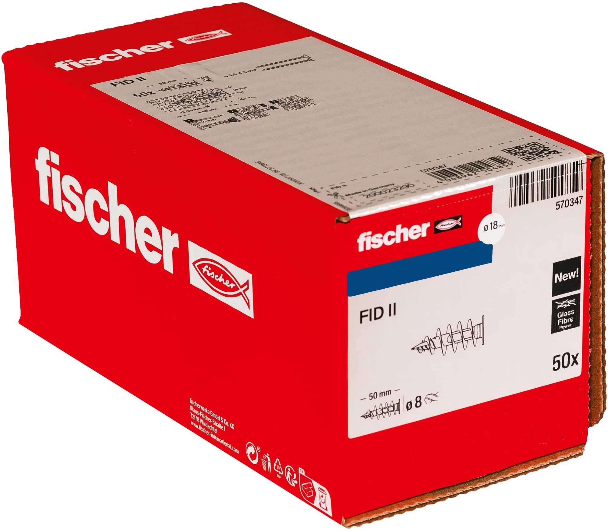 Fischer FID II 50 mm 50 x Tacos para abrigos aislantes para fijación cargas ligeras 570347