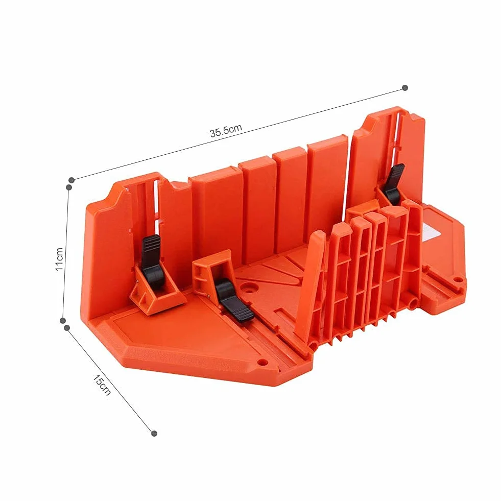 Caja de Ingletes de Plástico, 35,5 x 11 x 15 cm Caja de Sierra Ingletadora para Ángulo de Corte 0 ° 22.5 ° 45 ° 90 °