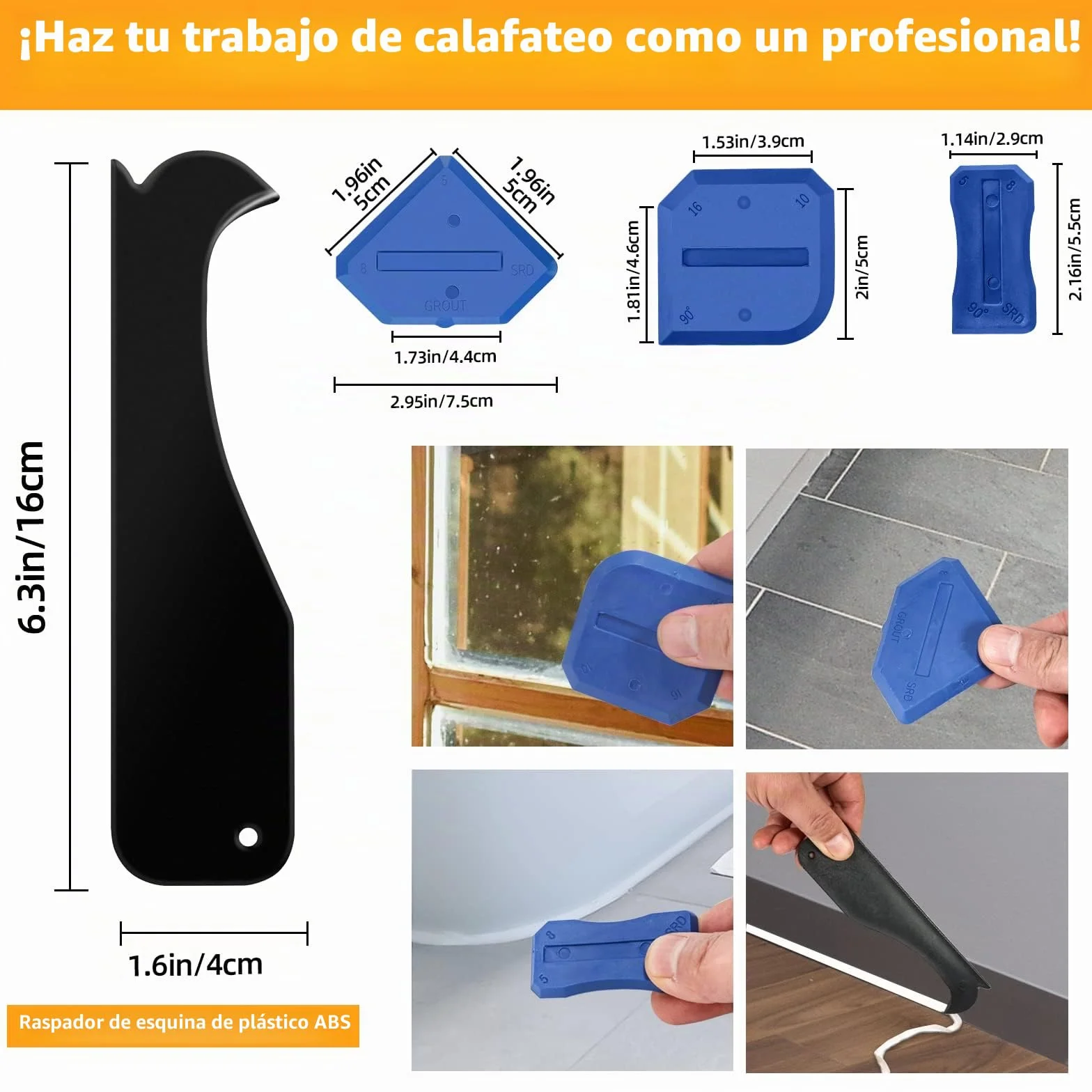 Kit de Herramientas de Eliminador de Sellantes, Removedor de Sellador y Masilla y Lechada, Eliminador de Silicona Para Juntas, Herramienta Para Calafatear Rascador Para Eliminar Silicona Persistente