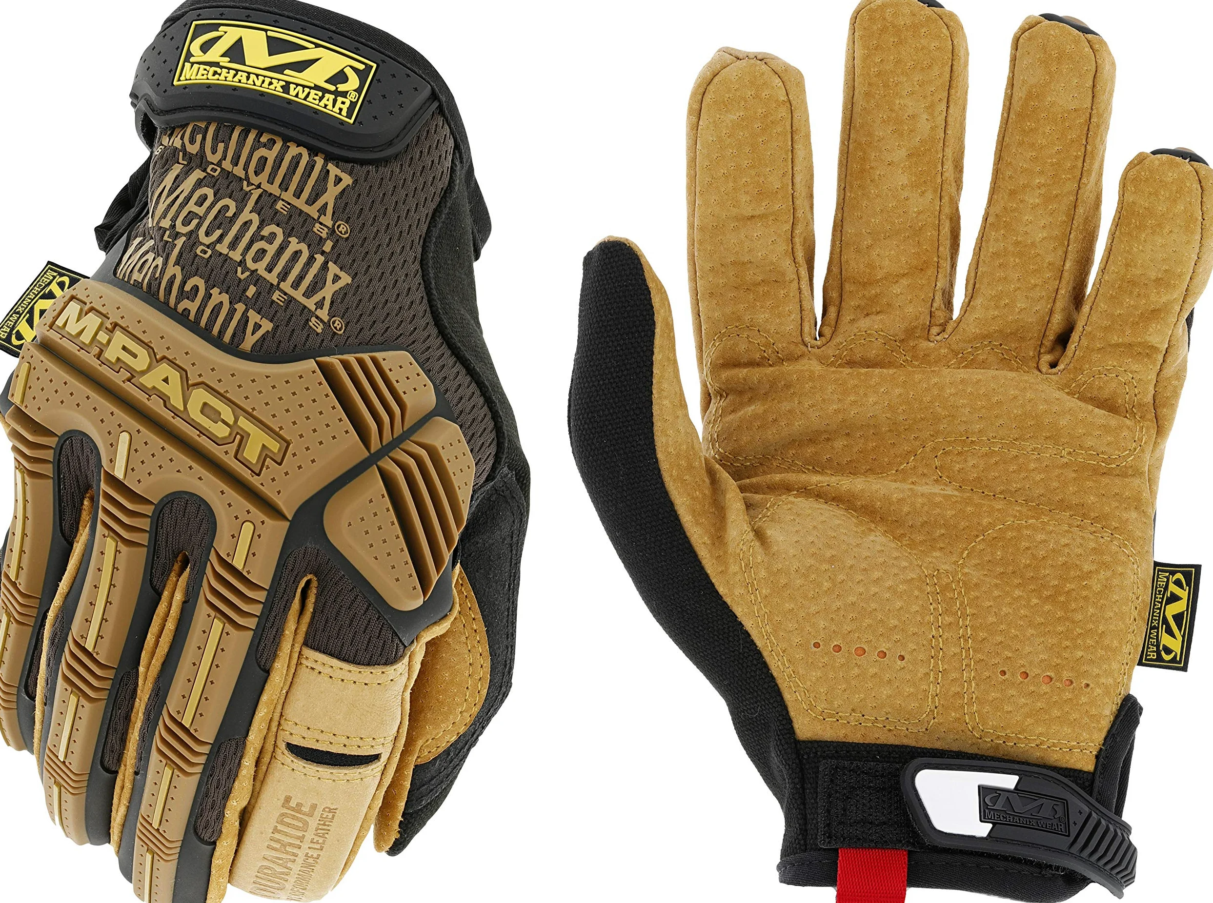 Mechanix Wear - Leather M-Pact Guantes (Small, Marrón/Negro)