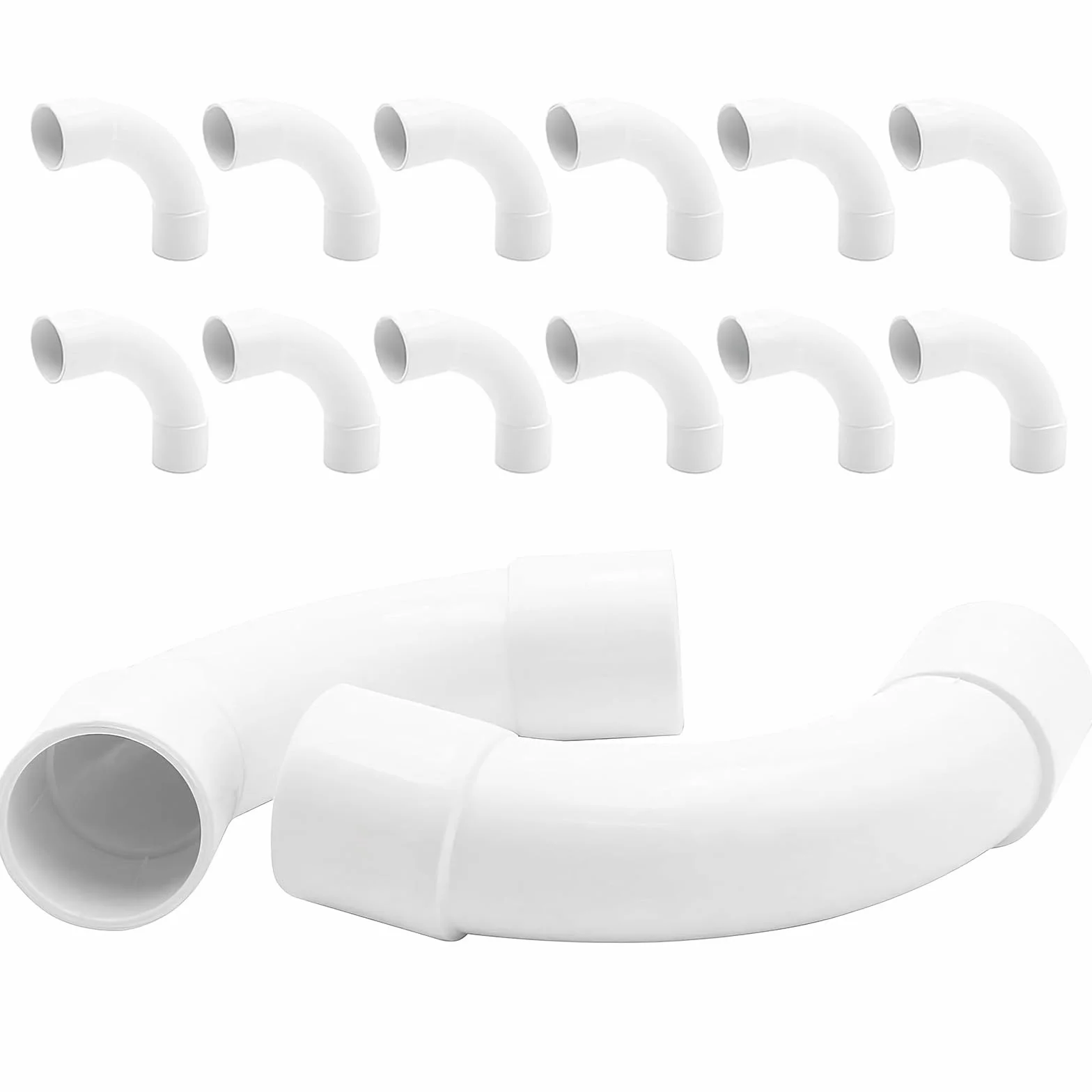 Codo de Tubo,Tubo Redondo Rígido del PVC,Conectores de 90 Grados de Tubería,Tubo de Conducto de Plástico Cable Canal Instalación para Canal Exterior y Interior Casa Sótano Techo,12 Piezas,16mm