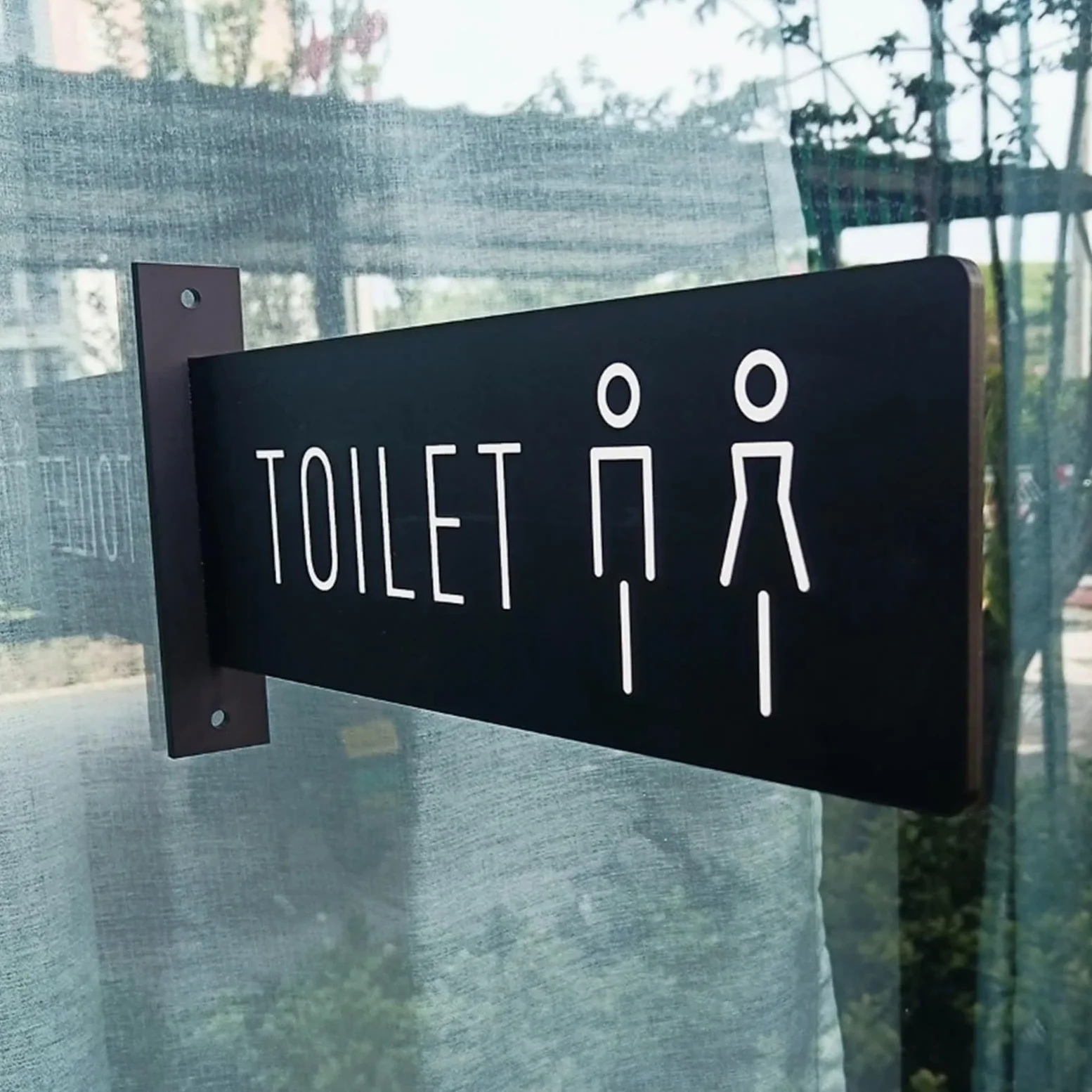 Letrero de Aseo Señal de inodoro doble cara, señales pared lateral baño, recordatorio, puerta montadas lateralmente for hombres y mujeres(1)