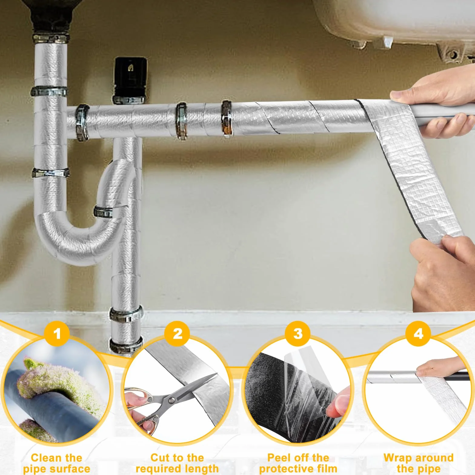 Rollo Cinta Aislante Aislamiento Conductos Autoadhesivo 10mx5cm, Coquilla Tuberías Espuma Protección Calefacción