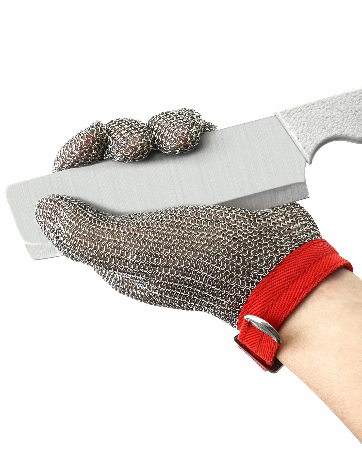 QWORK Guante Resistente a Cortes Acero Inoxidable 316L Seguridad Cocina Jardín Carpintería M 1 pieza