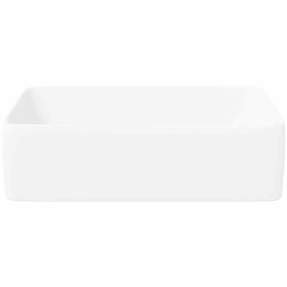 vidaXL Lavabo Rectangular, Lavamanos para Encimera, Fregadero Rectangular, Lavabo para Baño Aseo Tocador, Cerámica Blanco 48x37x13 cm