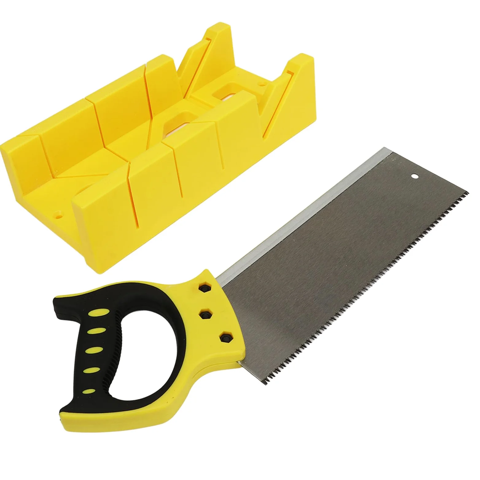 Sierra Ingletadora Multiángulo con Portátil y Ranuras Angulares para un Corte Preciso Caja de Ingletes de Plástico de 12 Pulgadas Ideal para Proyectos de Bricolaje