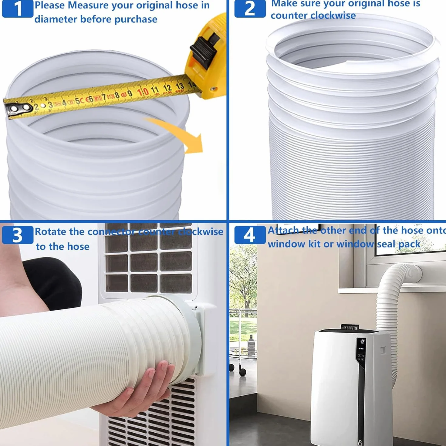 3M Tubo Aire Acondicionado Portátil,Manguera de Escape Acondicionado Telescópica 150mm,Tubo de Ventilación Flexible,Para Aire Acondicionado,Deshumidificador,Secadora