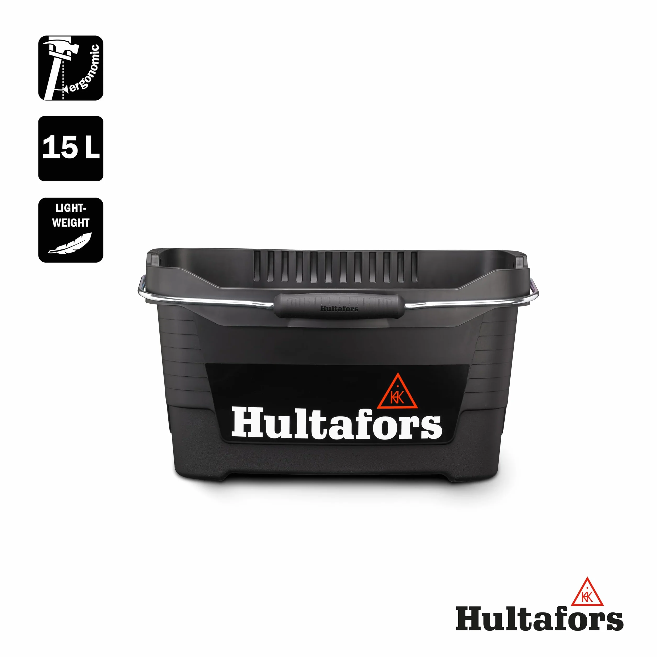 Hultafors Cubo para Herramientas de 15 litros I I con Capacidad para hasta 100 kg | Cubo con construcción ultrarresistente y Forma ergonómica I Made in Sweden I 590101