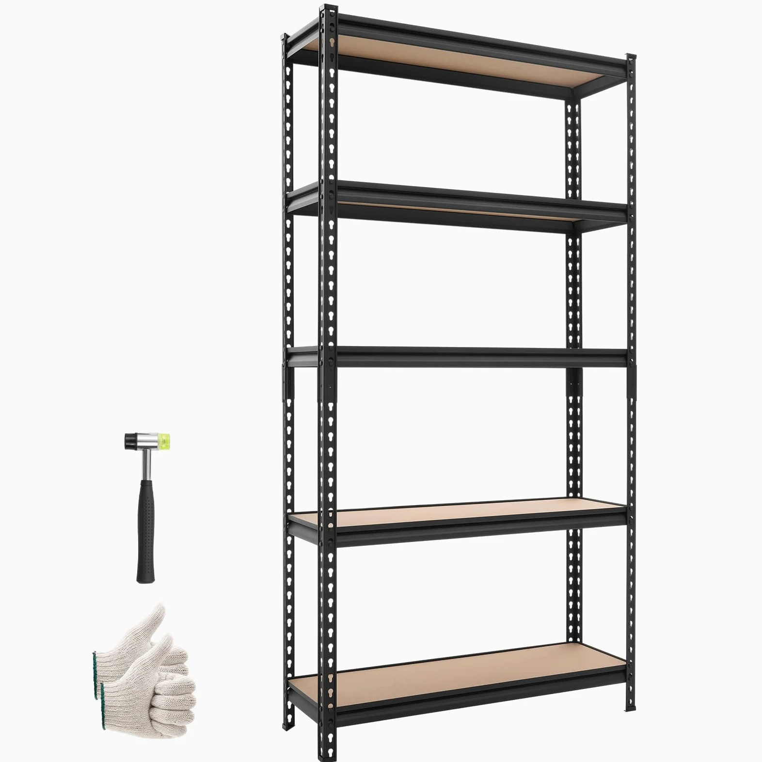 VEVOR Estantería Almacenaje Metálica de 5 Niveles 923 x 309 x 1813 mm, Estantería Multiusos Altura Ajustable, Capacidad 1360 kg en Total con Estructura de Acero para Garaje Sótano Trastero Dormitorio
