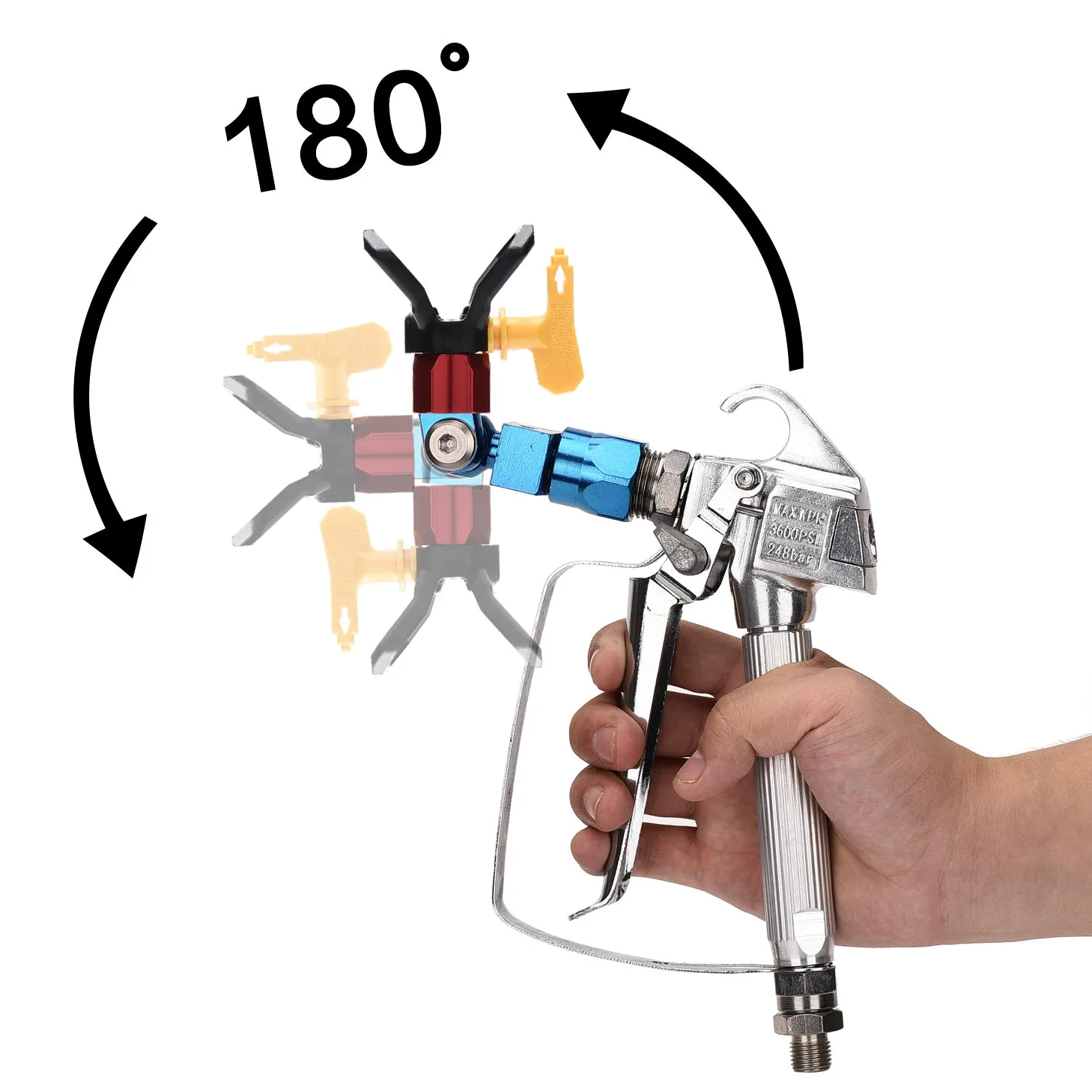 Yolando Universal Herramienta de Guía de Spray de Pintura Airless con Extensión del Pulverizador y Protector de Punta y 517 Boquilla de Pistola de Pintura para Pistola de Pintura Airless