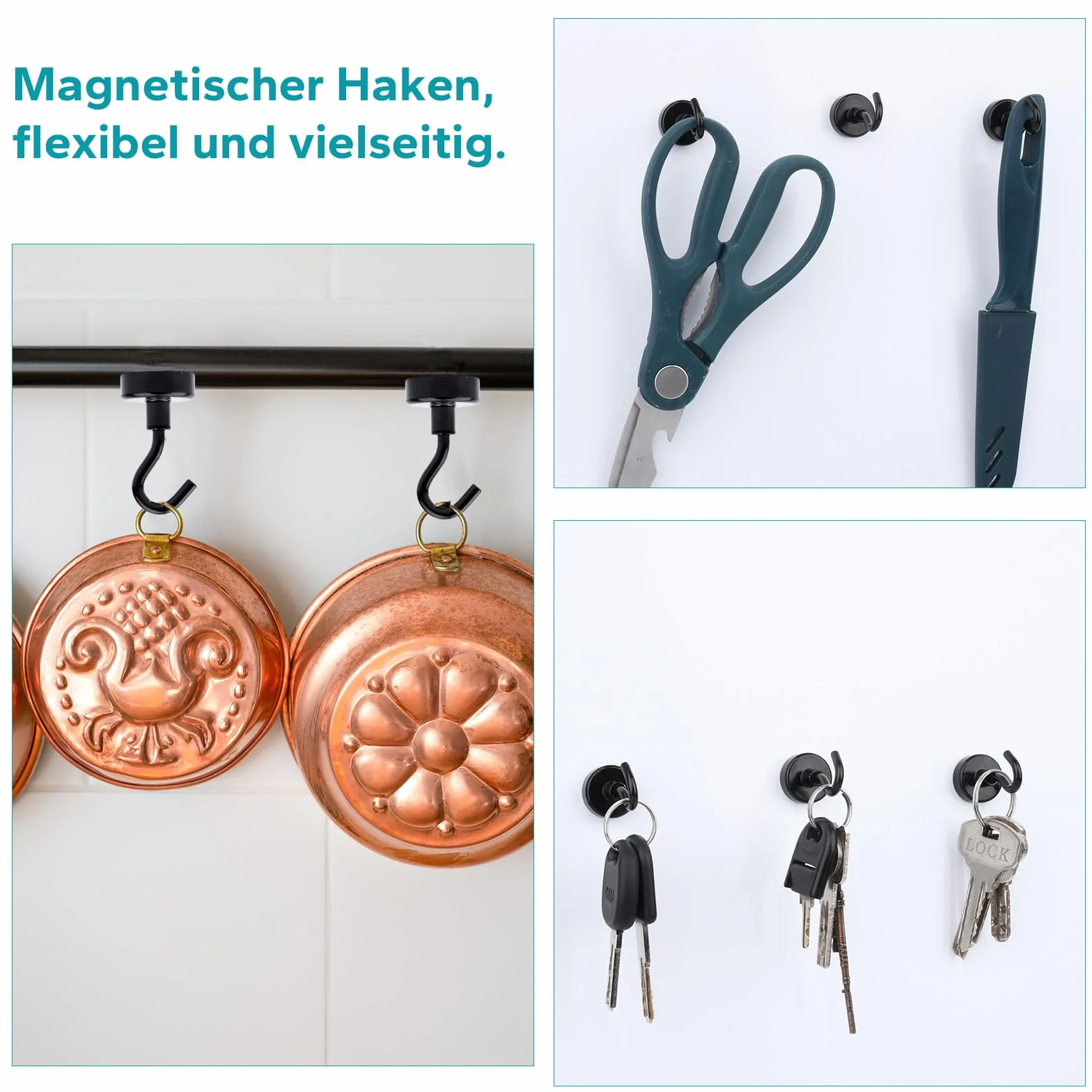 MIN CI 18pcs Ganchos Magnéticos Extra Fuertes, 20mm Iman Gancho, Imanes Fuerte, Imanes Neodimio Negro, Ganchos Cocina Extrafuertes Para Camping Garaje Cocina Oficina