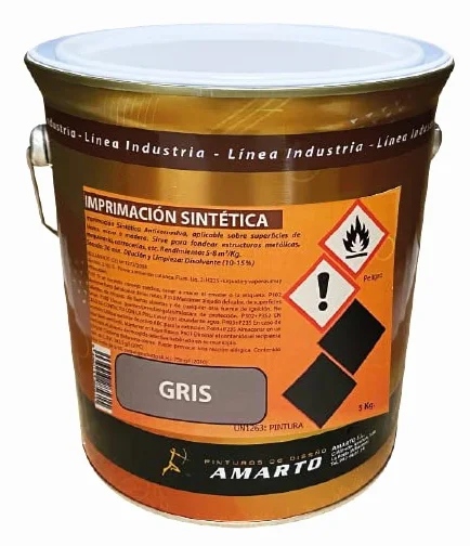 Imprimacion anticorrosiva sintetica para metal, acero o madera (5 Kg., Gris)