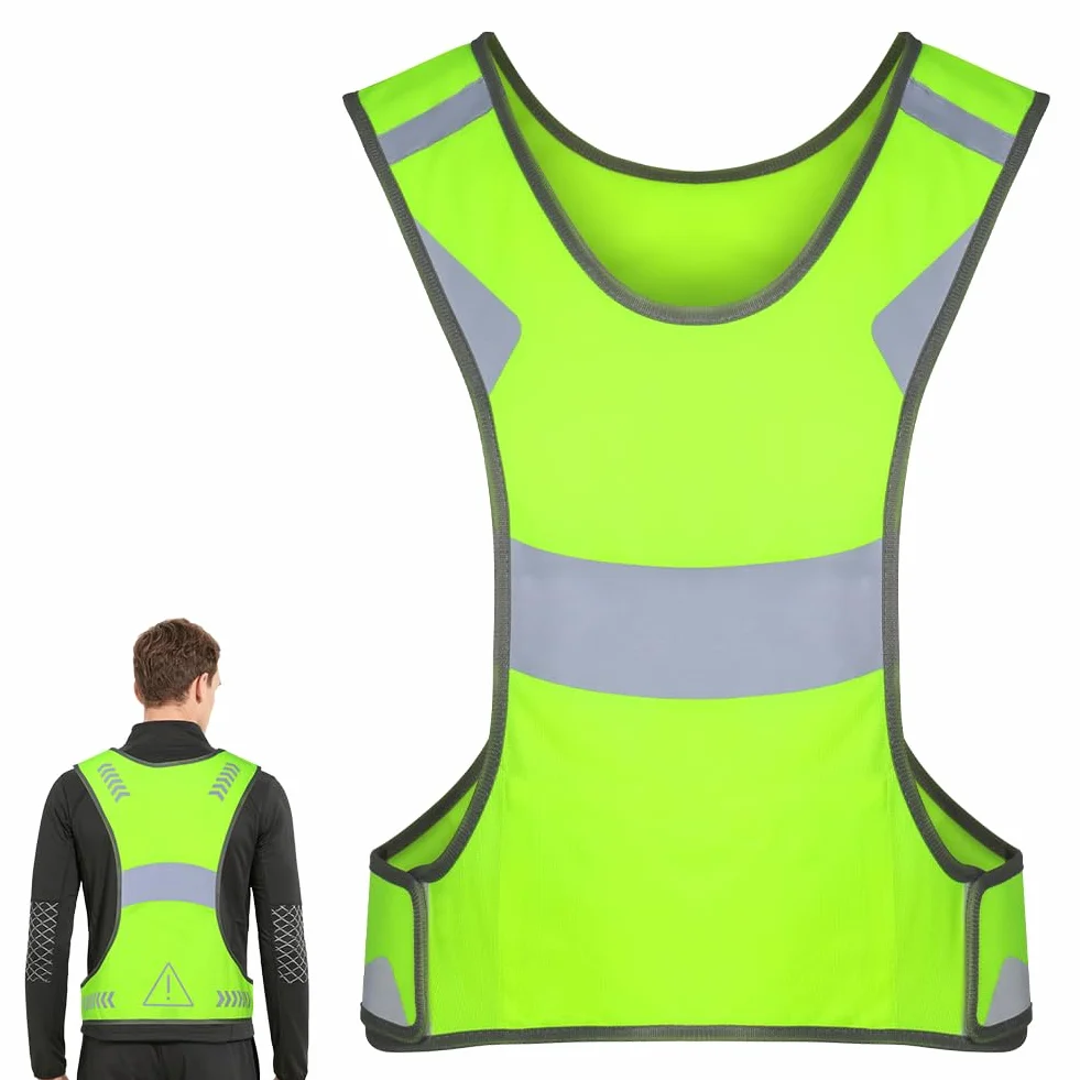 Chaleco de Seguridad Reflectante, Chaleco de Seguridad de Alta Visibilidad, Chaleco de Seguridad Amarillo que Refleja para Correr Montar en Bicicleta Caminar y Andar en Moto