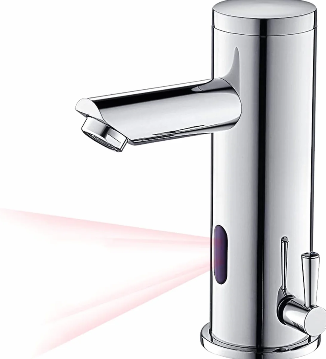 Auralum - Grifo Sensor Automático, Grifo de Lavabo con Sensor Infrarrojo Sin Contacto, Inteligente Grifo Baño, Elegante Cromado Monomando para Agua Caliente y Fría