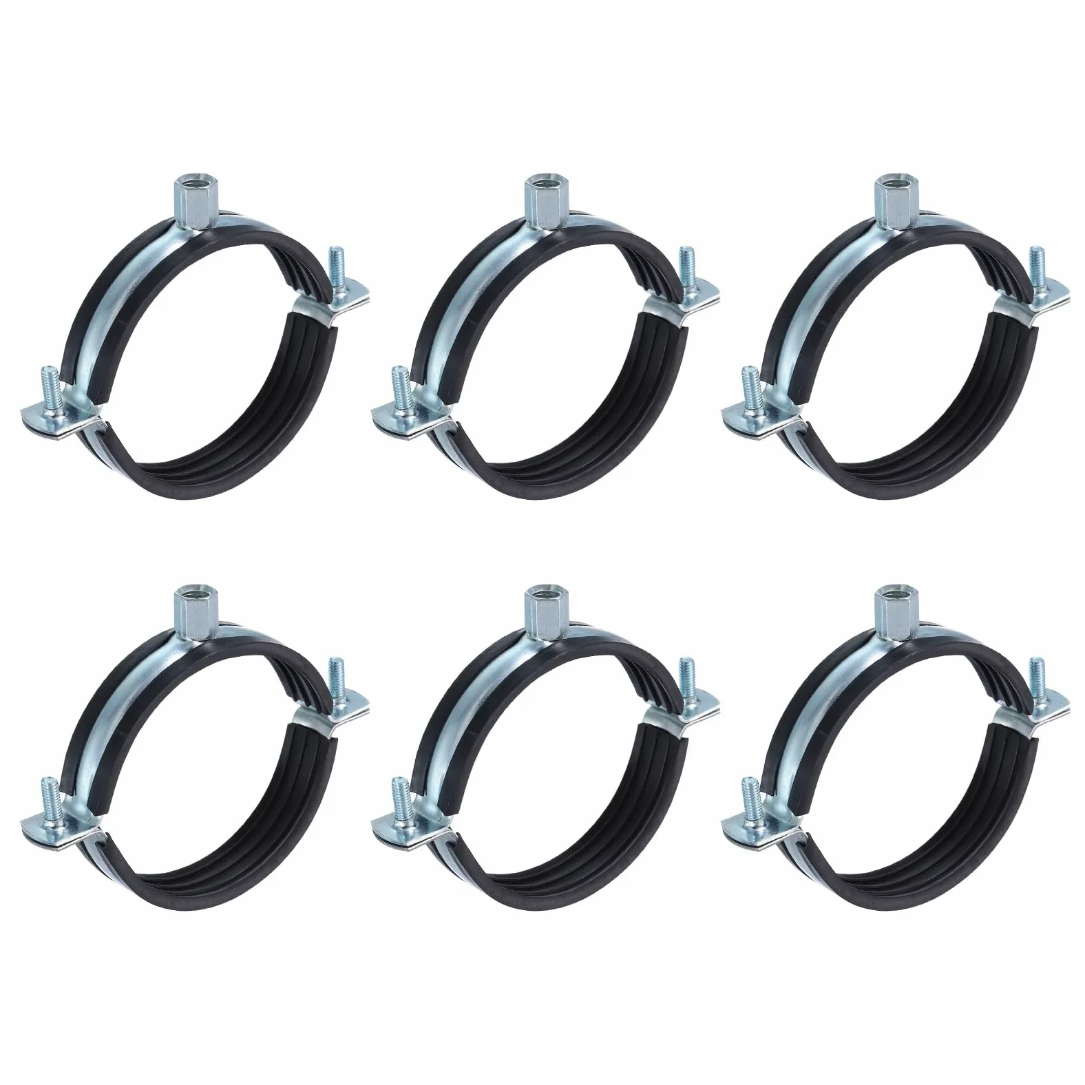 QUARKZMAN 6 Piezas Soporte de Tubo de Anillo Dividido, Soporte de Tubo Ajustable de 90Mm/3.5 Pulgadas para O Techo con Abrazadera de Tubo para Soporte de Tubería de Fontanería y Drenaje