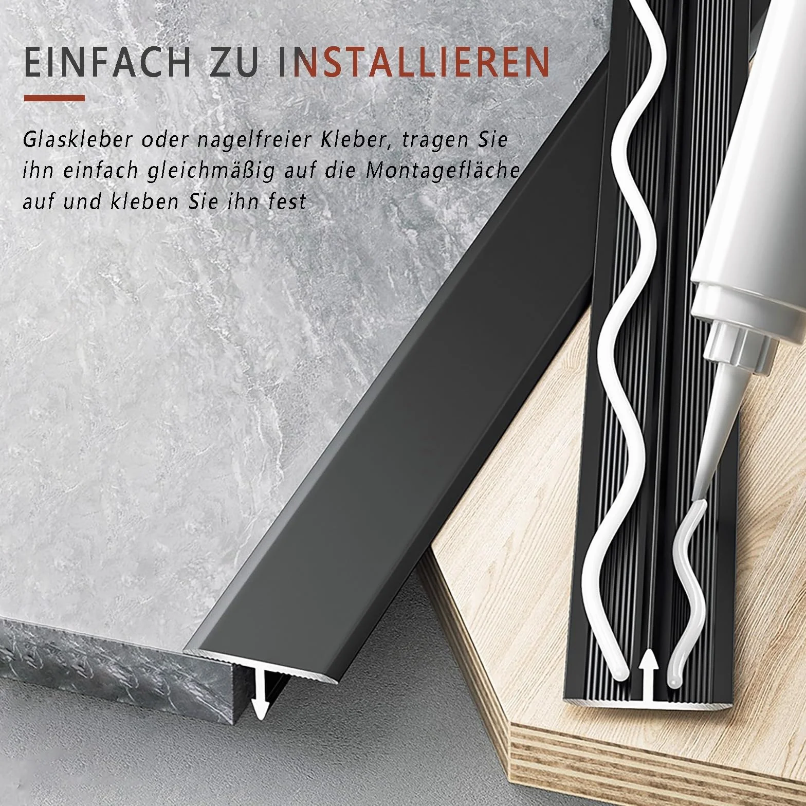Perfil De Transición En T Para Suelos Laminados Y Parquet, Umbral De Puerta 100cm, Paquete De 3, Riel Sin Juntas Para Transición De Suelos, Borde De Puerta Y Umbrales(High-End-Grau,Breite: 12m