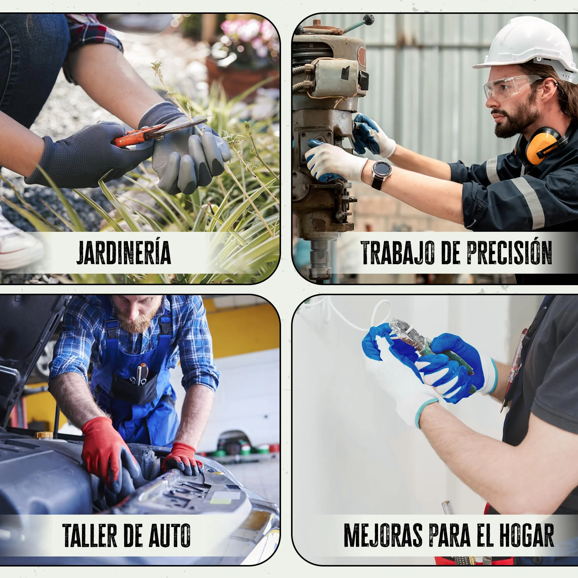 FUZZIO® 24 Pares Guantes de Trabajo Recubiertos con Porta Clip